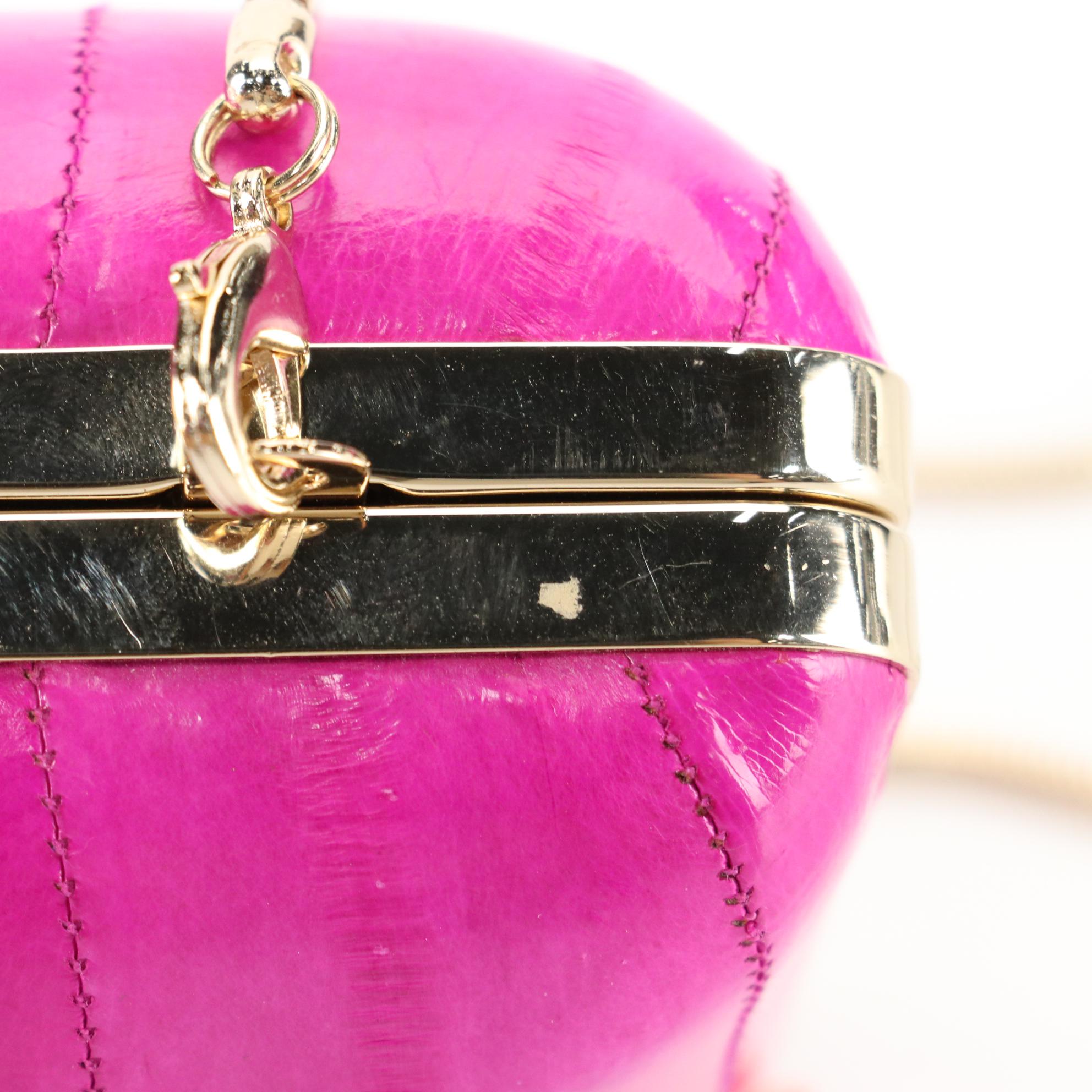 Diane von Furstenberg Tonda Minaudière in Eel Skin with Chain Strap