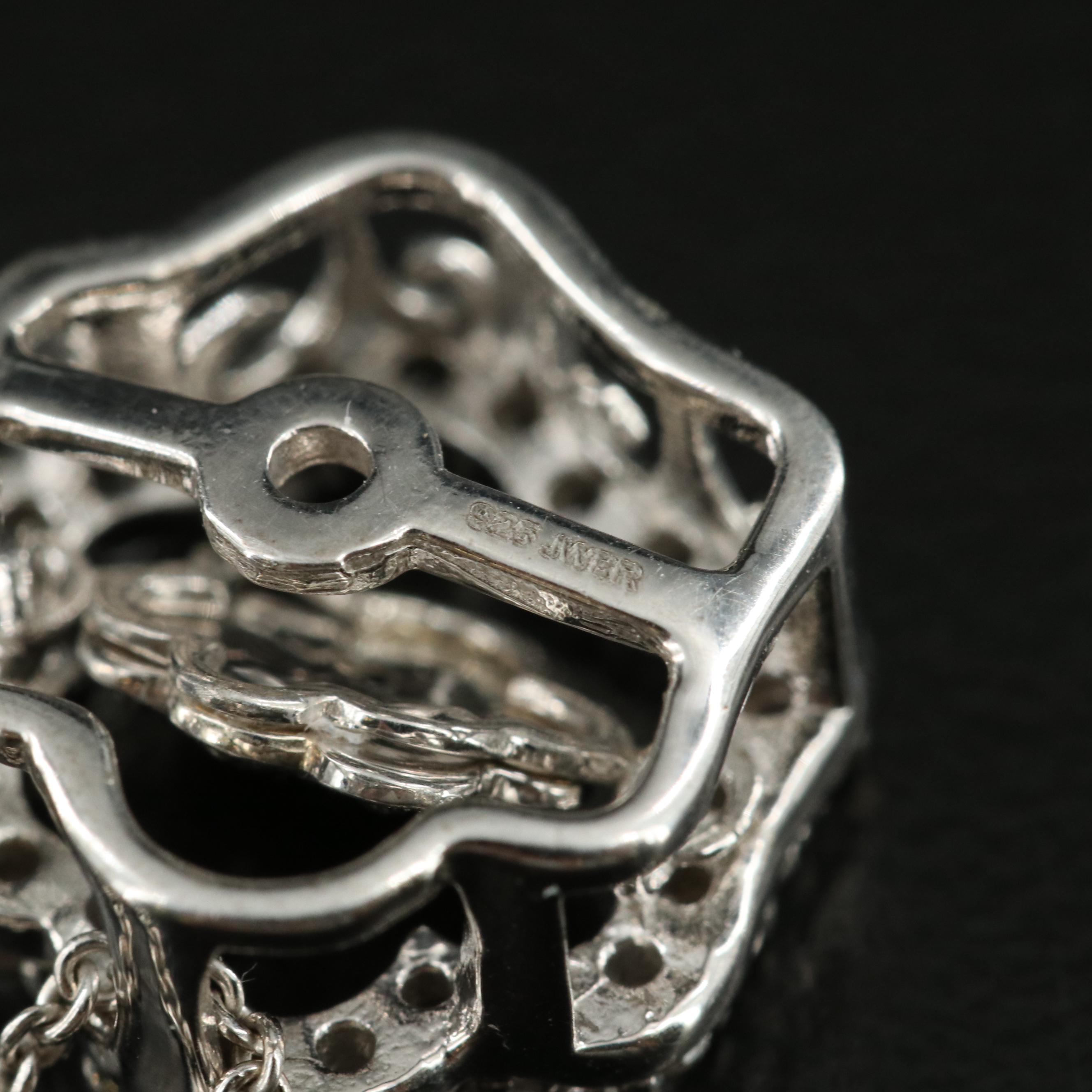 Sterling White Sapphire and Cubic Zirconia Paw Print Shimmer Pendant Necklace