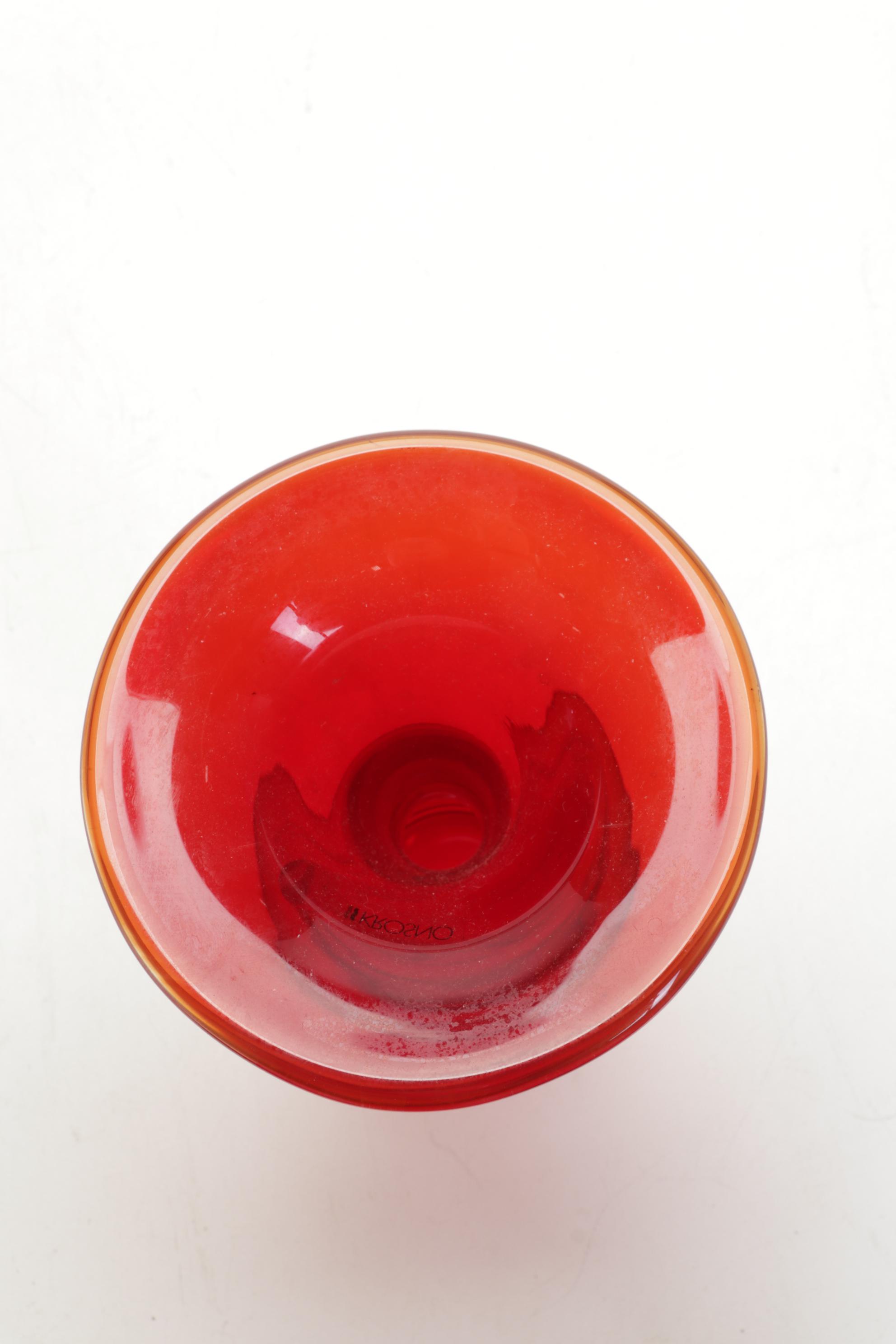 Makora with Threaded Art Glass and Other Glass Vases