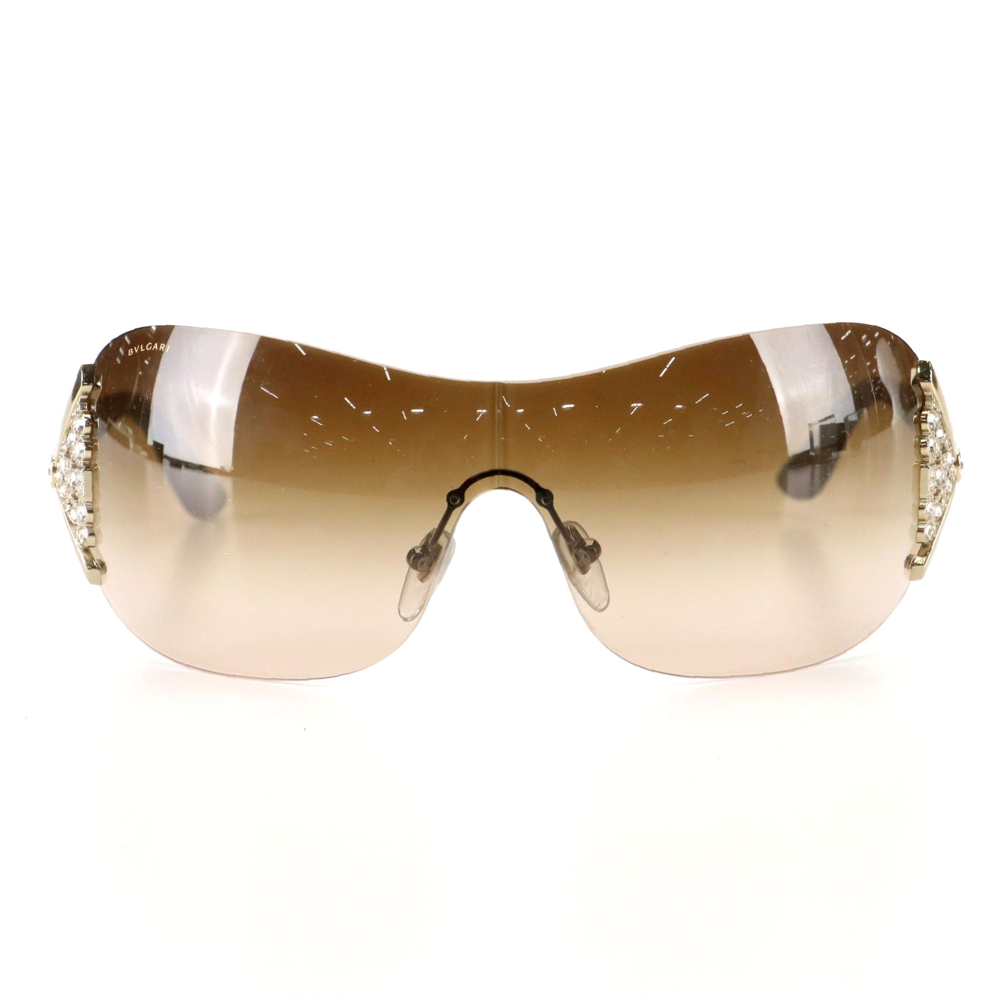 BVLGARI 6061-B Embellished Shield Sunglasses with Case