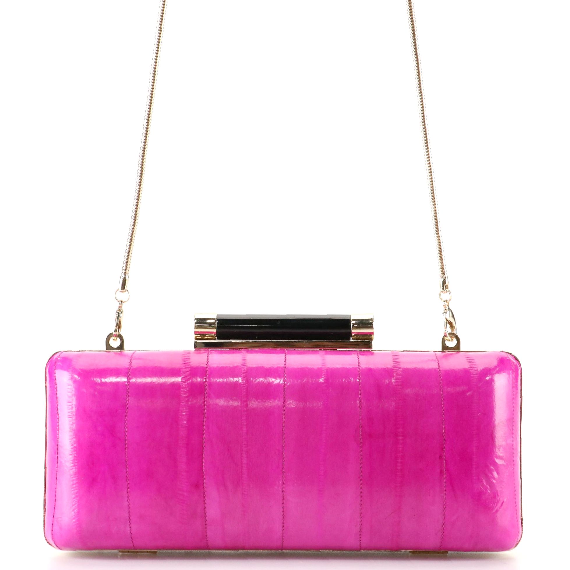 Diane von Furstenberg Tonda Minaudière in Eel Skin with Chain Strap