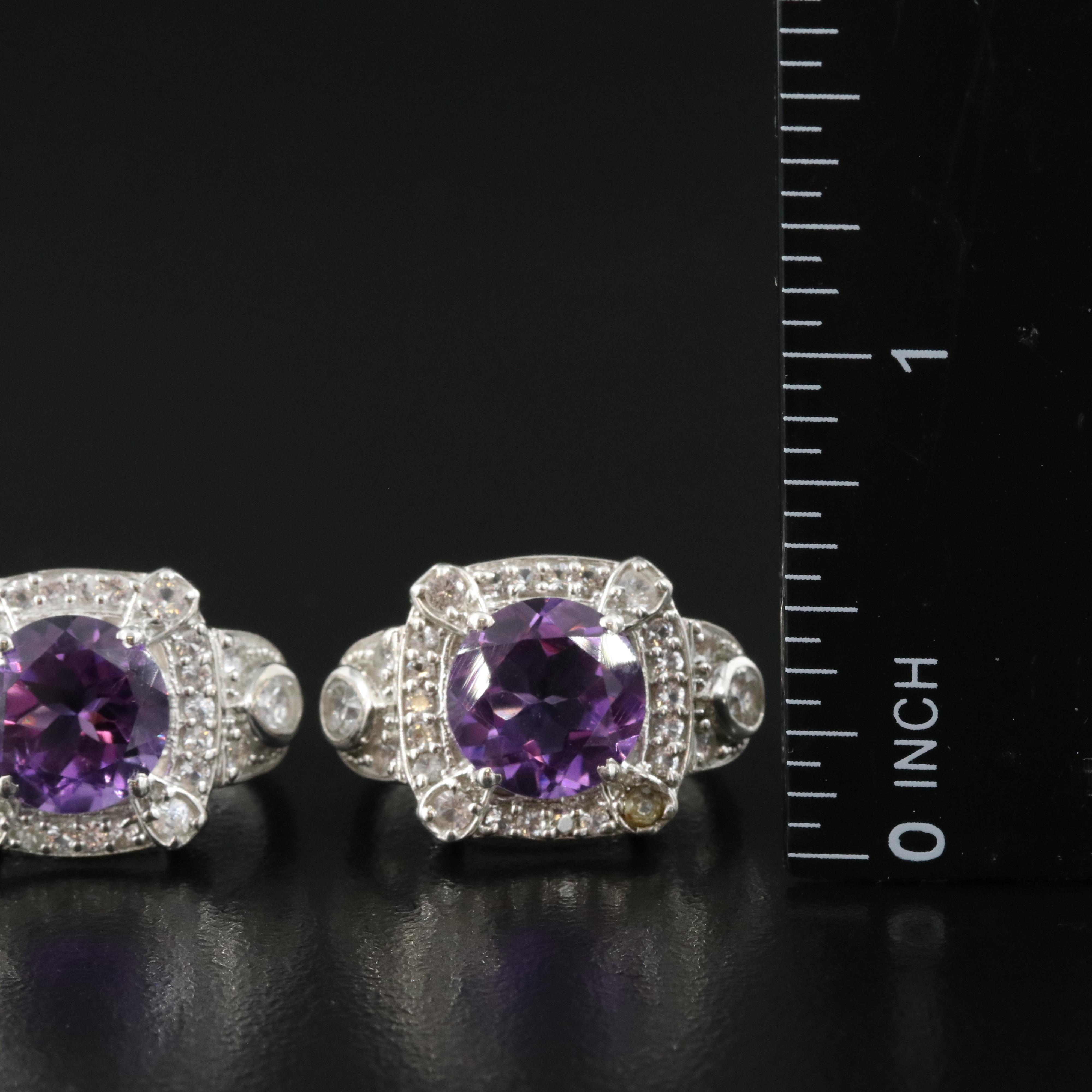 Sterling Rings Including Amethyst and Topaz