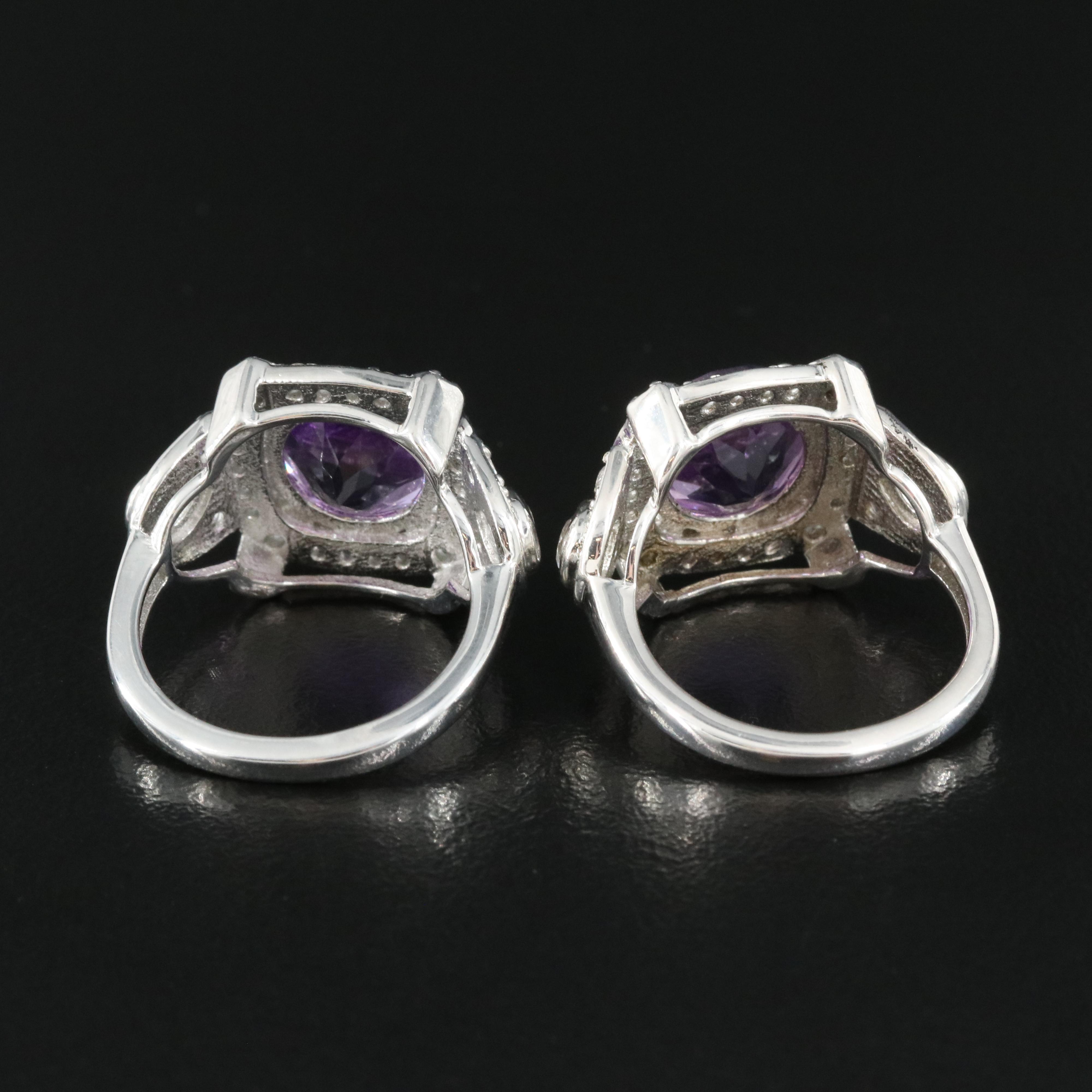 Sterling Rings Including Amethyst and Topaz
