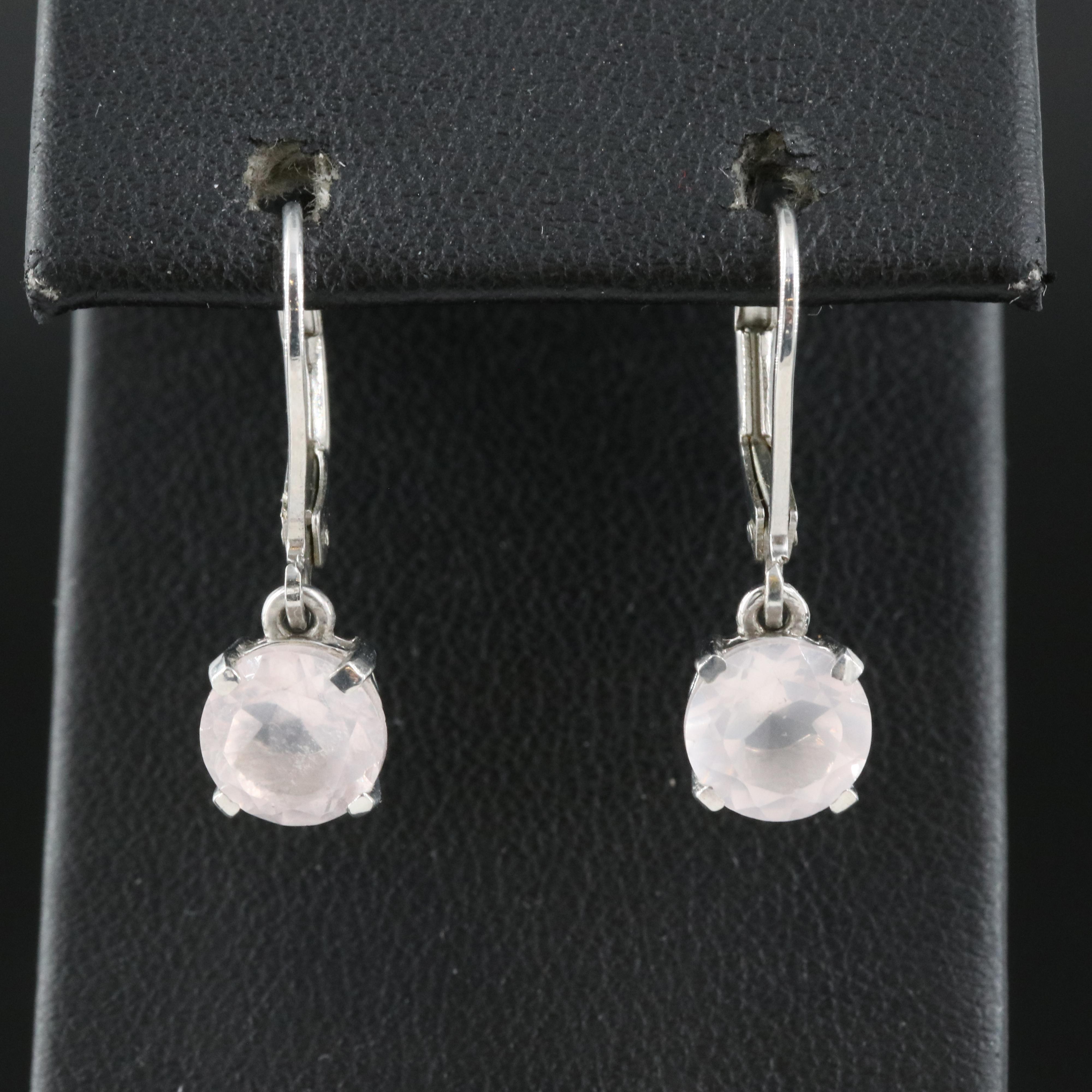 Sterling Rose Quartz Earrings