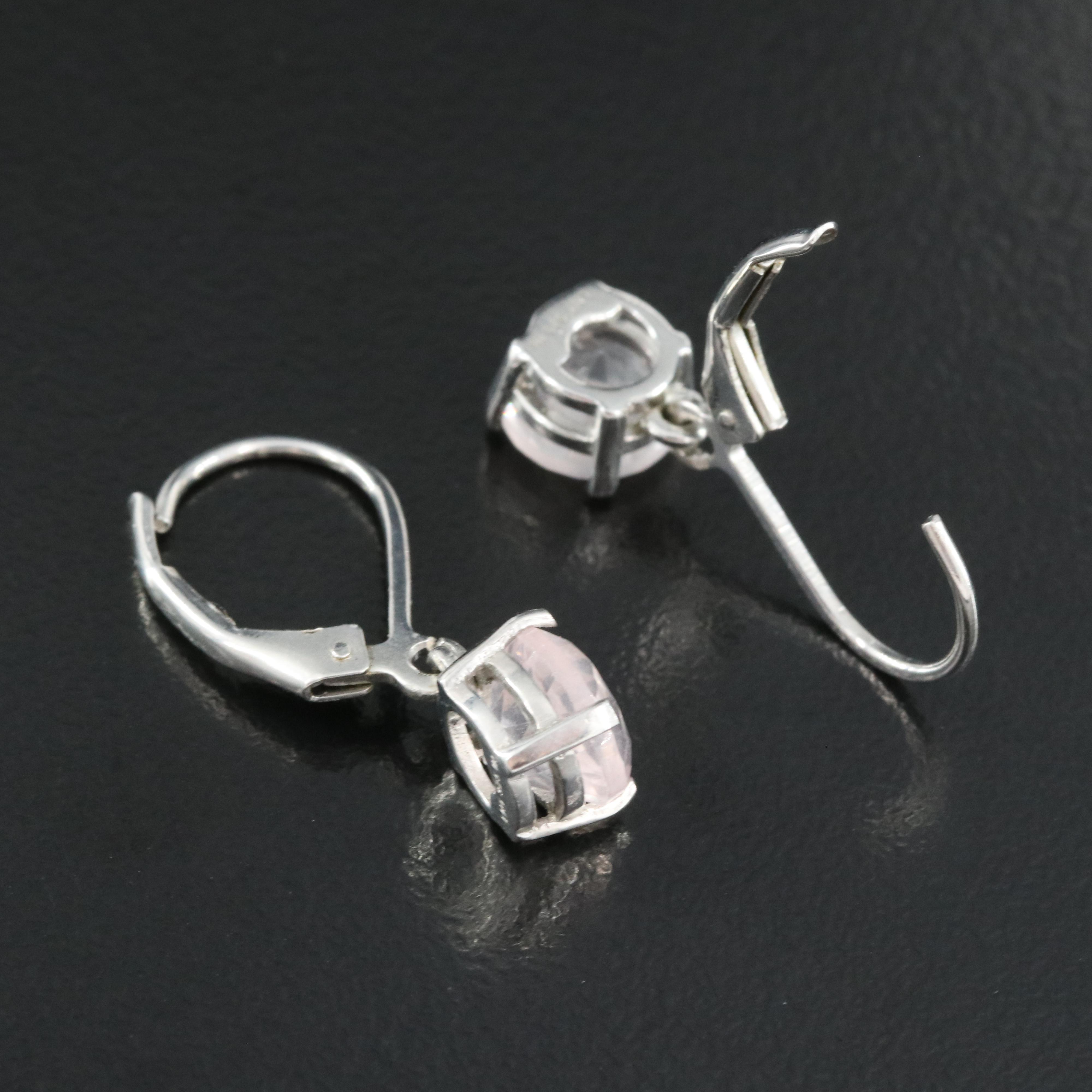 Sterling Rose Quartz Earrings