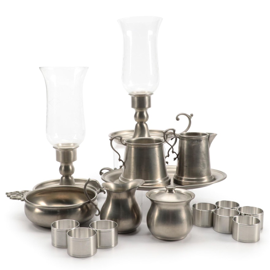 Web "Early American" Pewter Candle Holders and More with Other Table Accessories