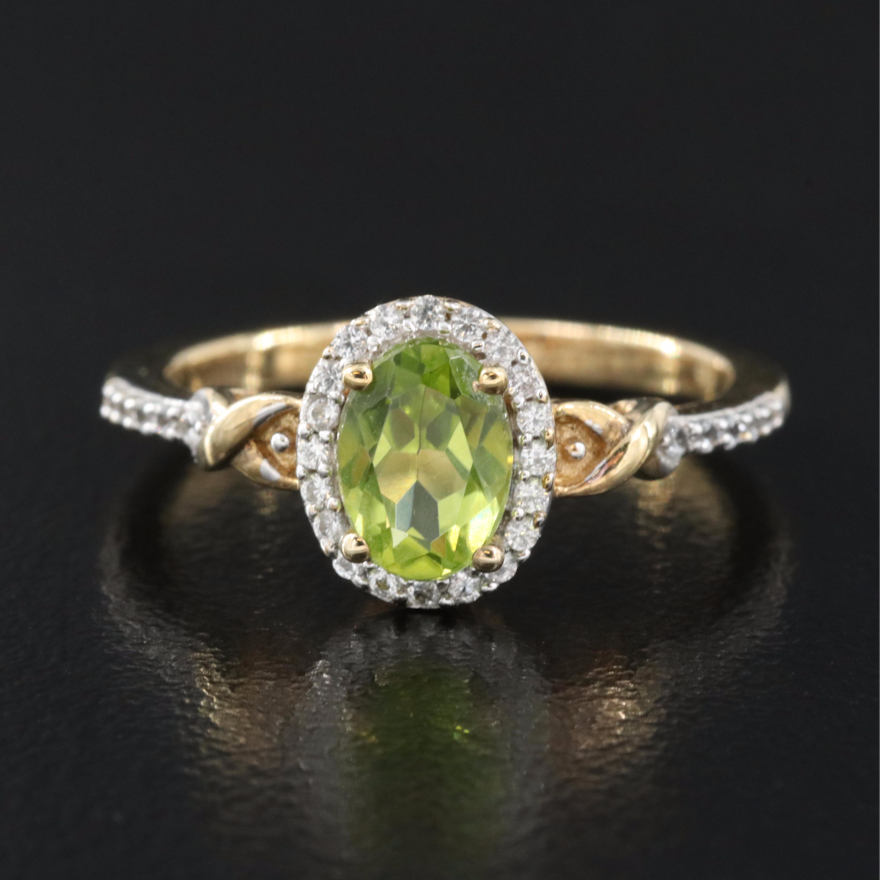 Sterling Peridot and White Sapphire Ring