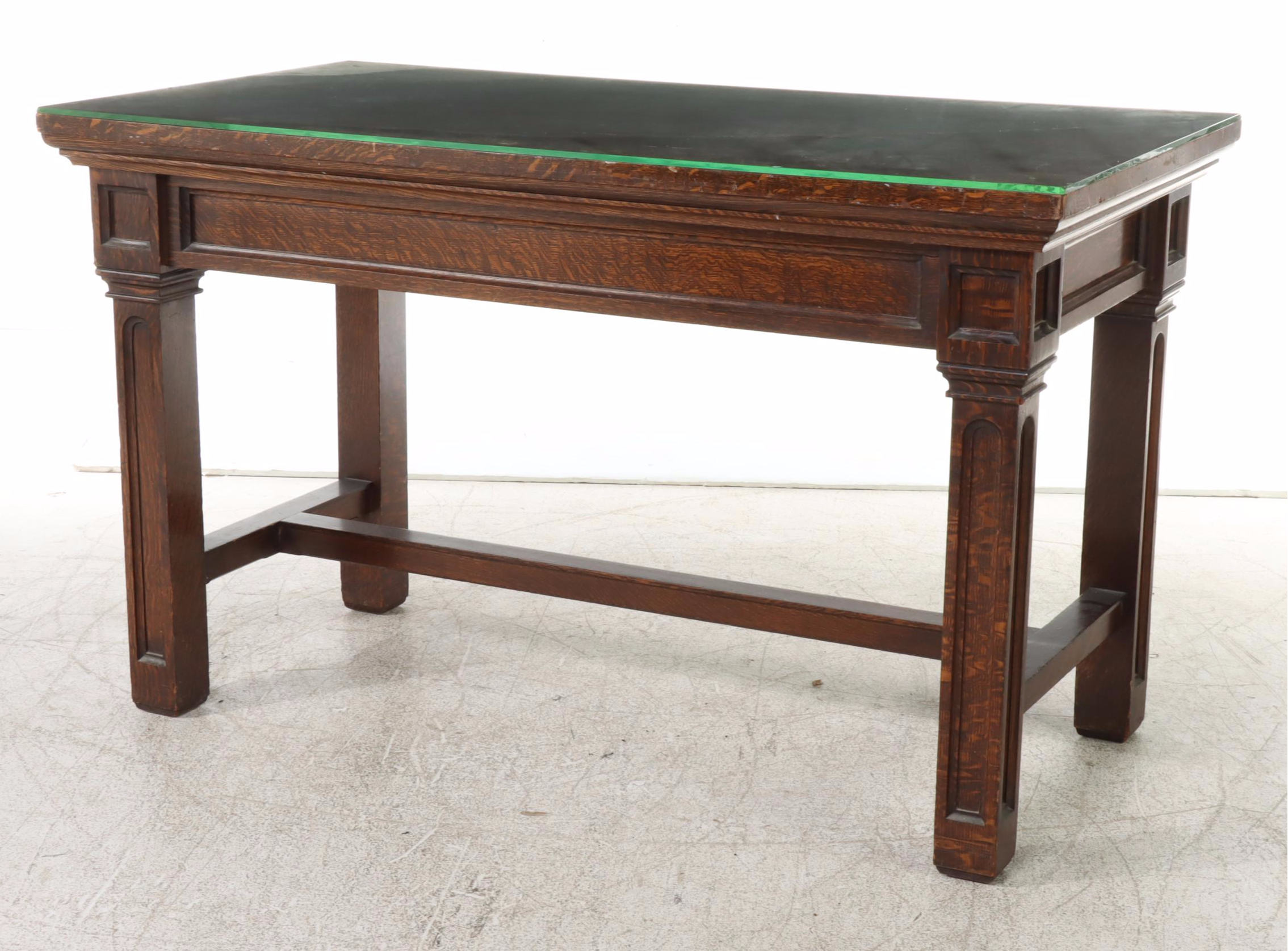 American Quartersawn Oak Communion Table, Early 20th Century