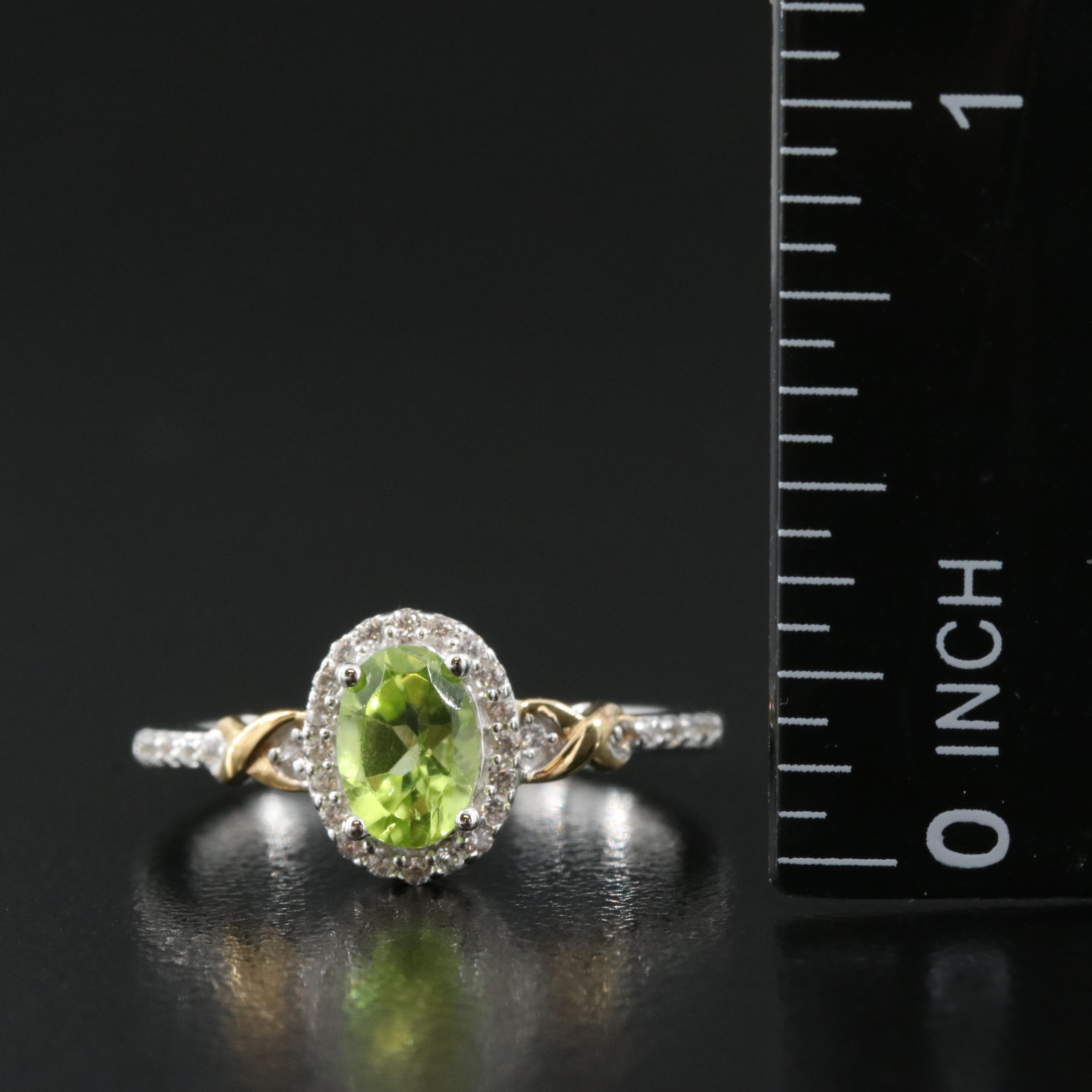 Sterling Peridot and White Sapphire Ring