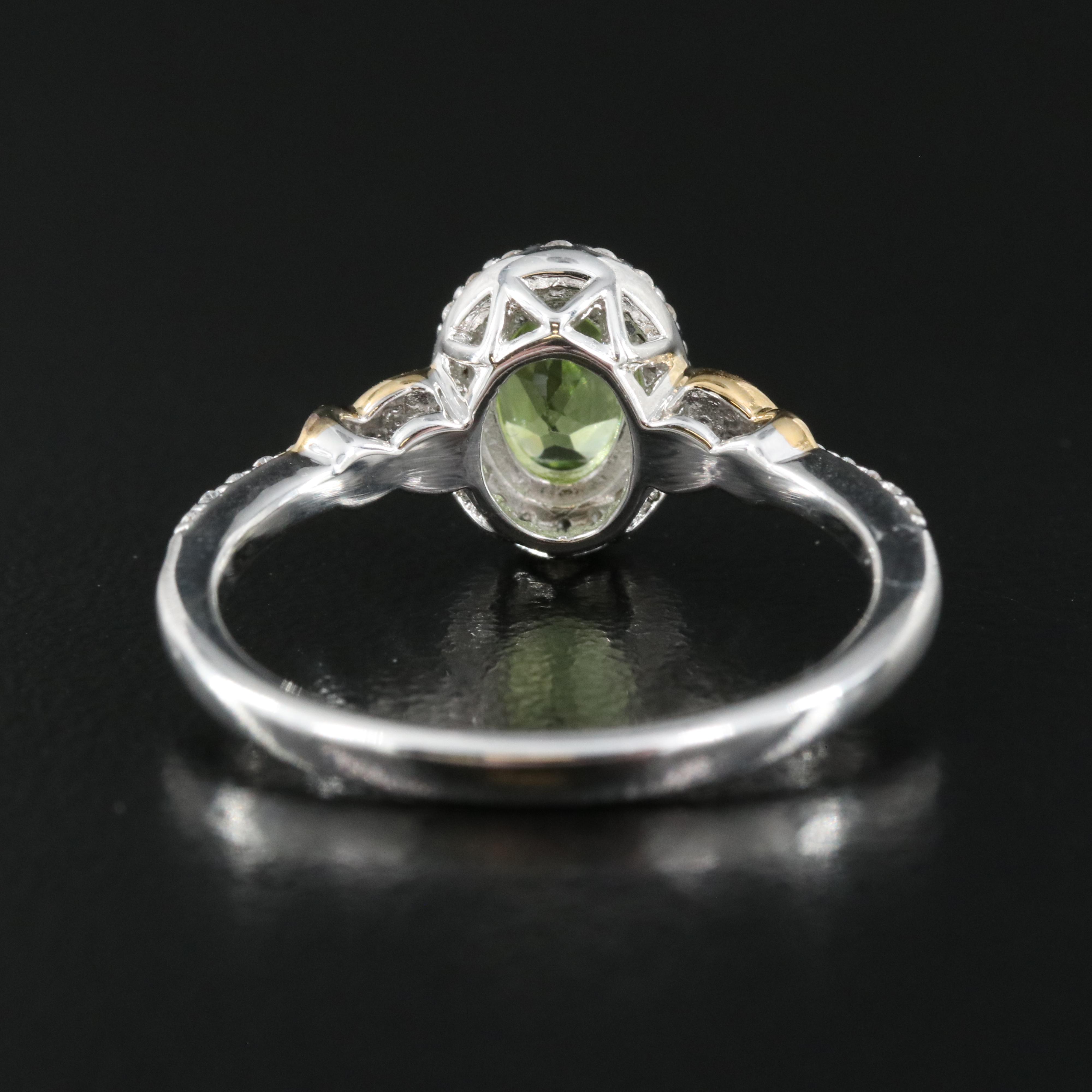 Sterling Peridot and White Sapphire Ring
