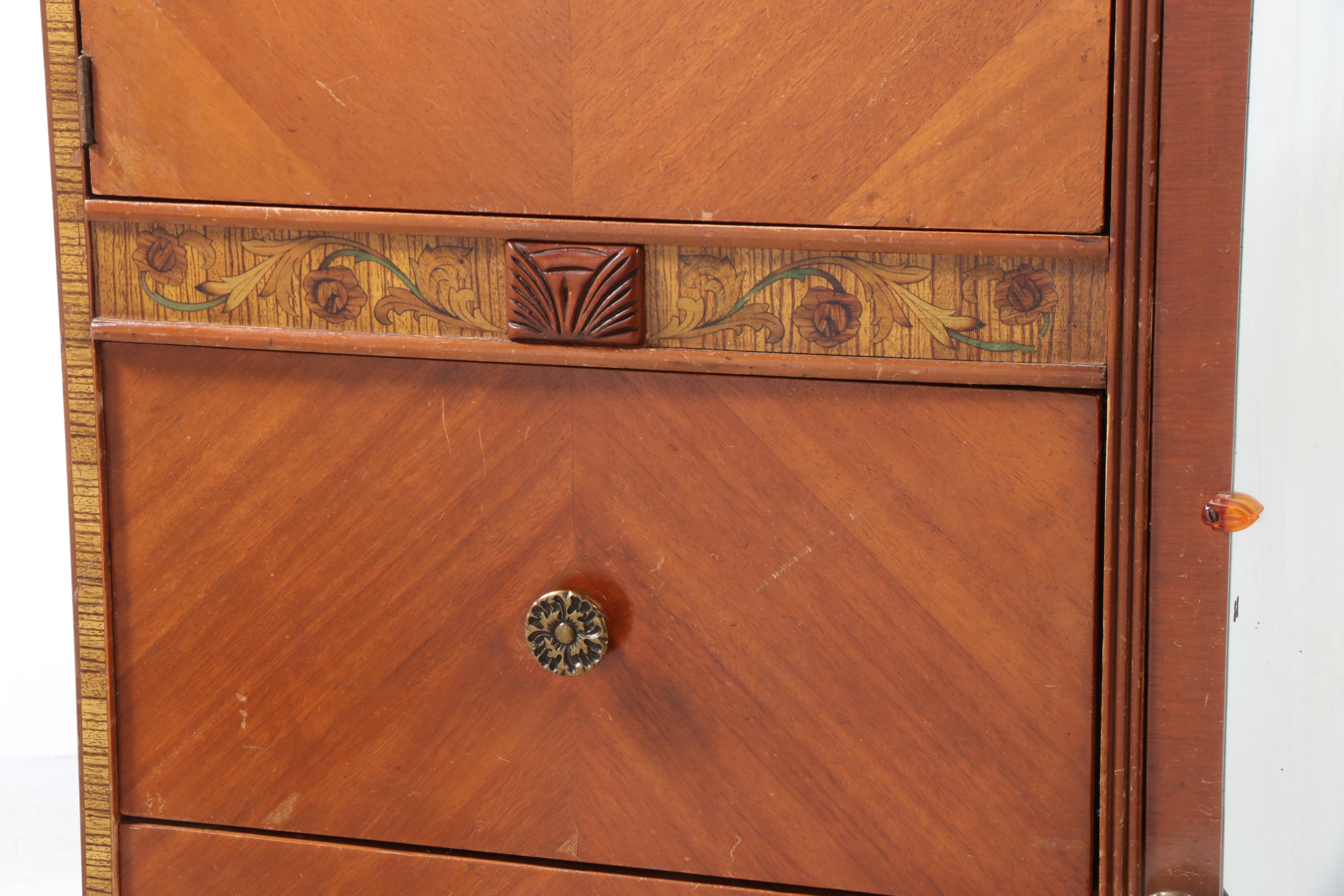 United Furniture Art Deco Style Walnut Chiffonier, 1930s