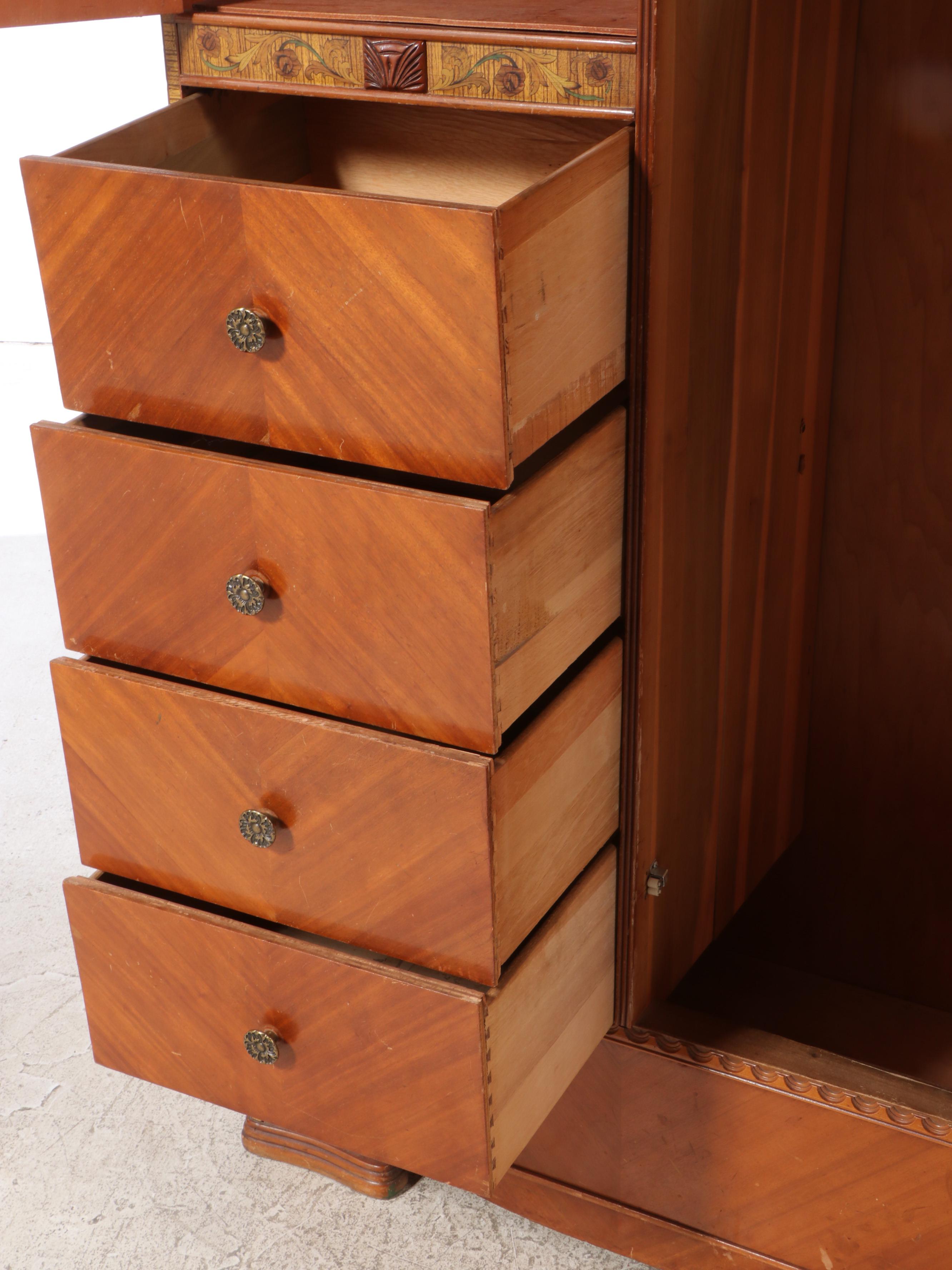 United Furniture Art Deco Style Walnut Chiffonier, 1930s