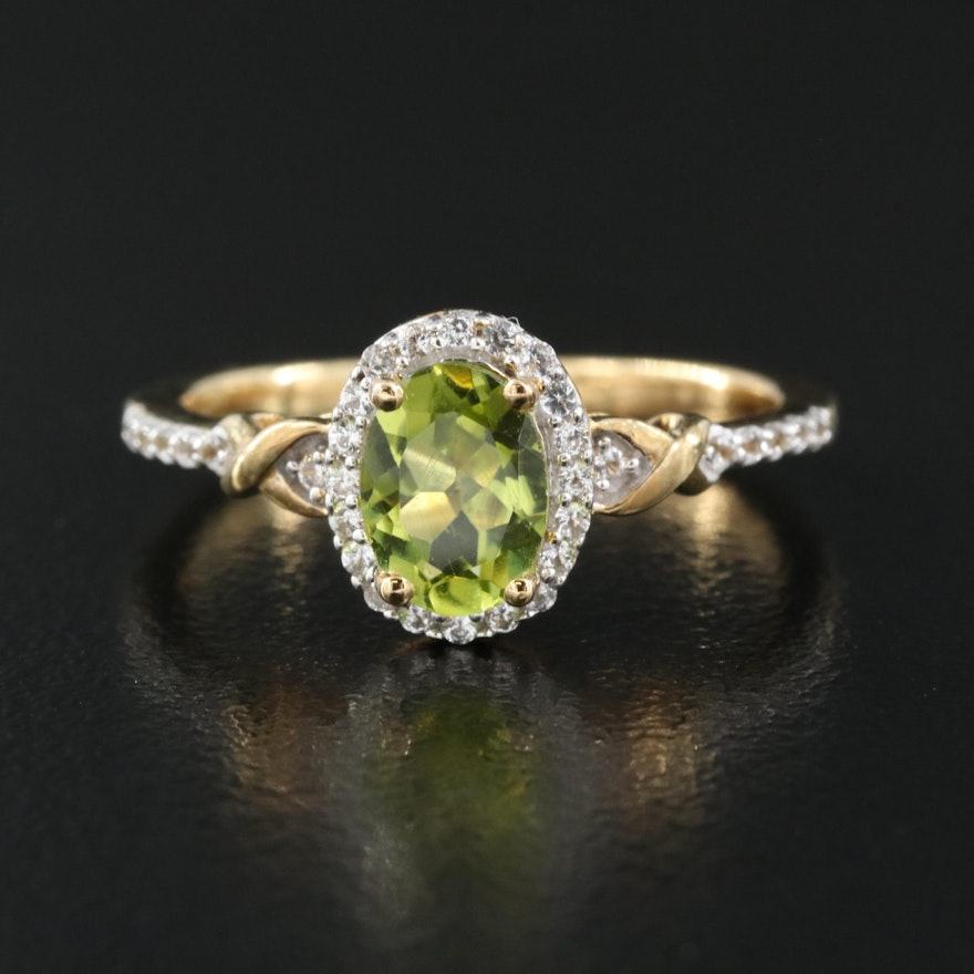 Sterling Peridot and White Sapphire Ring