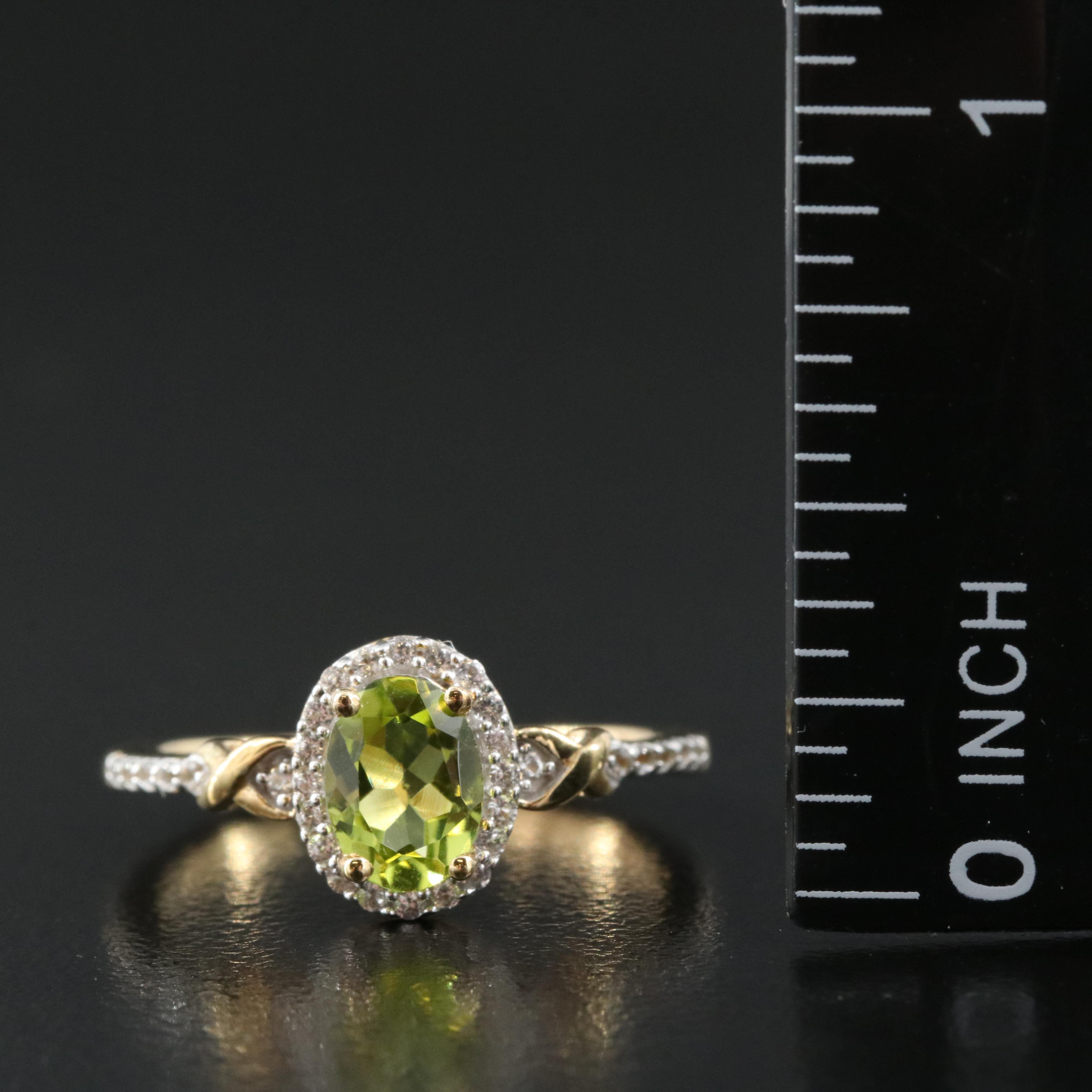 Sterling Peridot and White Sapphire Ring