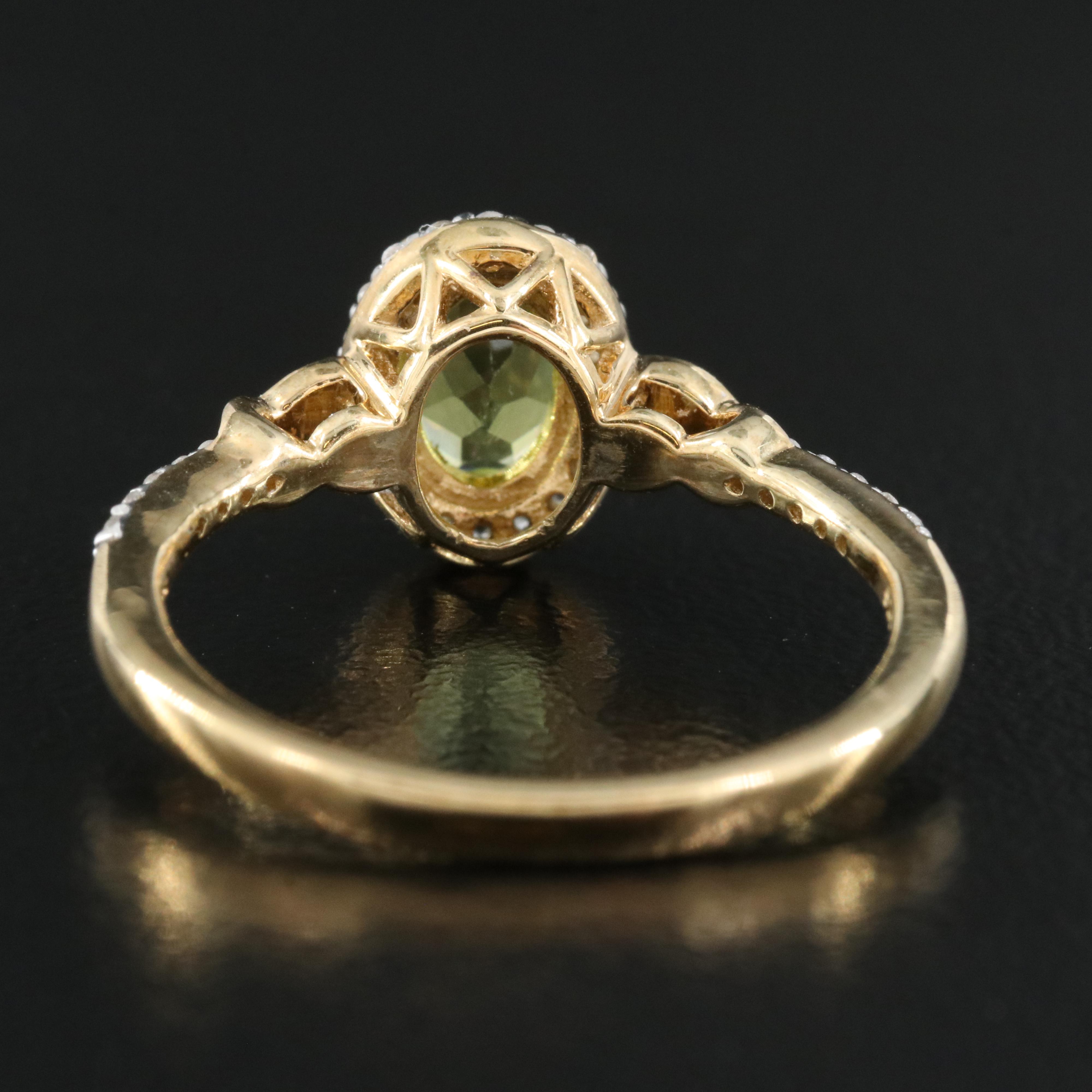 Sterling Peridot and White Sapphire Ring