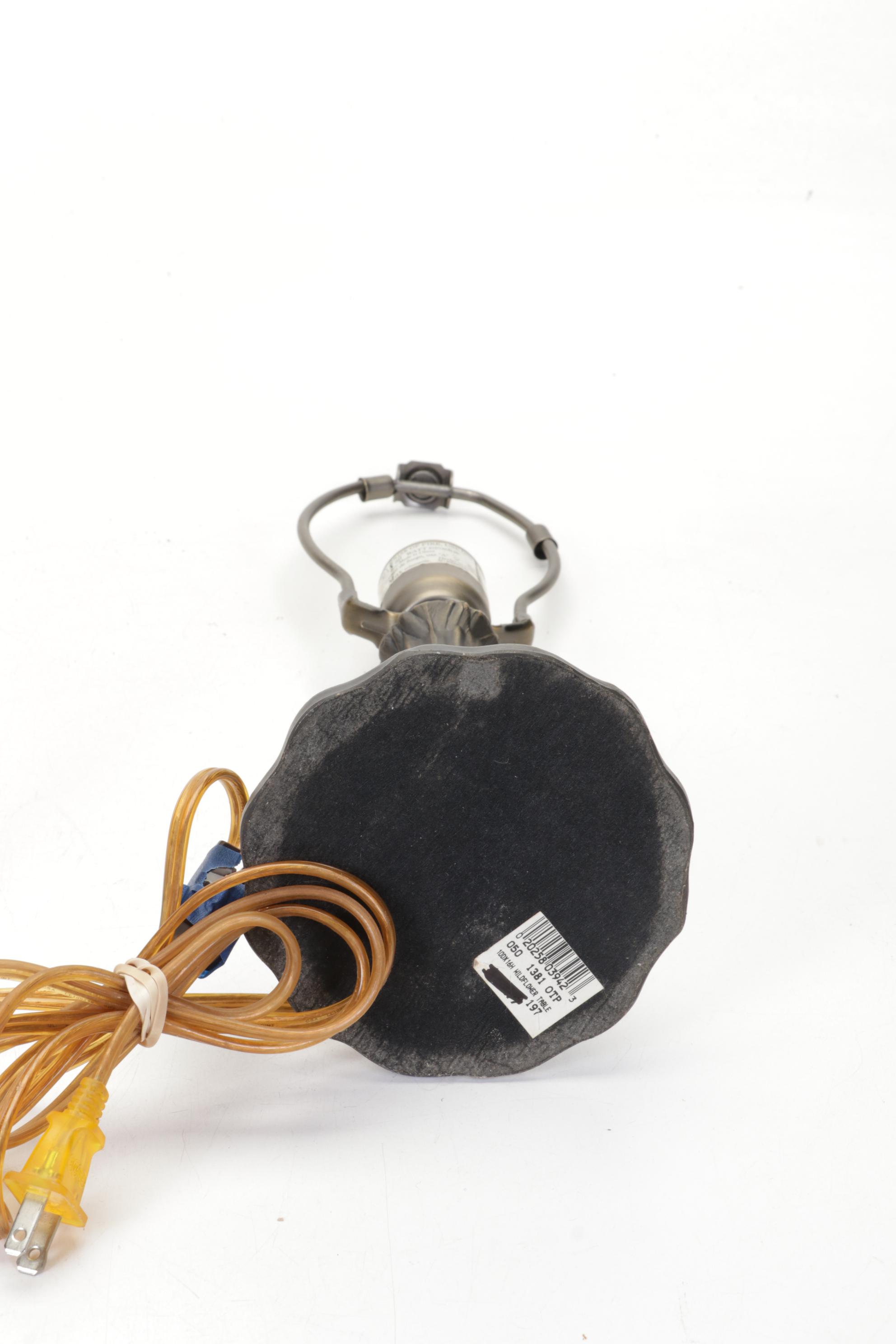 Dale Tiffany Slag Glass Boudoir Lamp With Dried Flower Collages