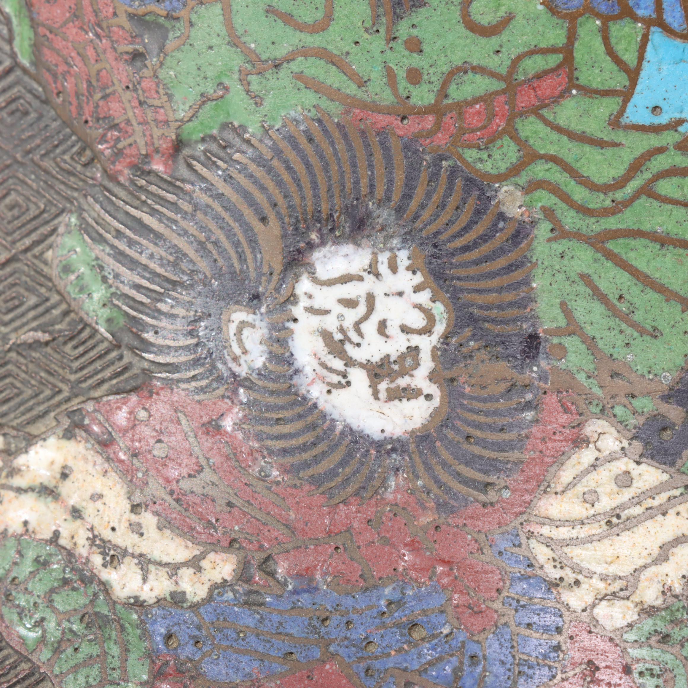 Japanese Bronze and Champleve Enamel Floor Vase