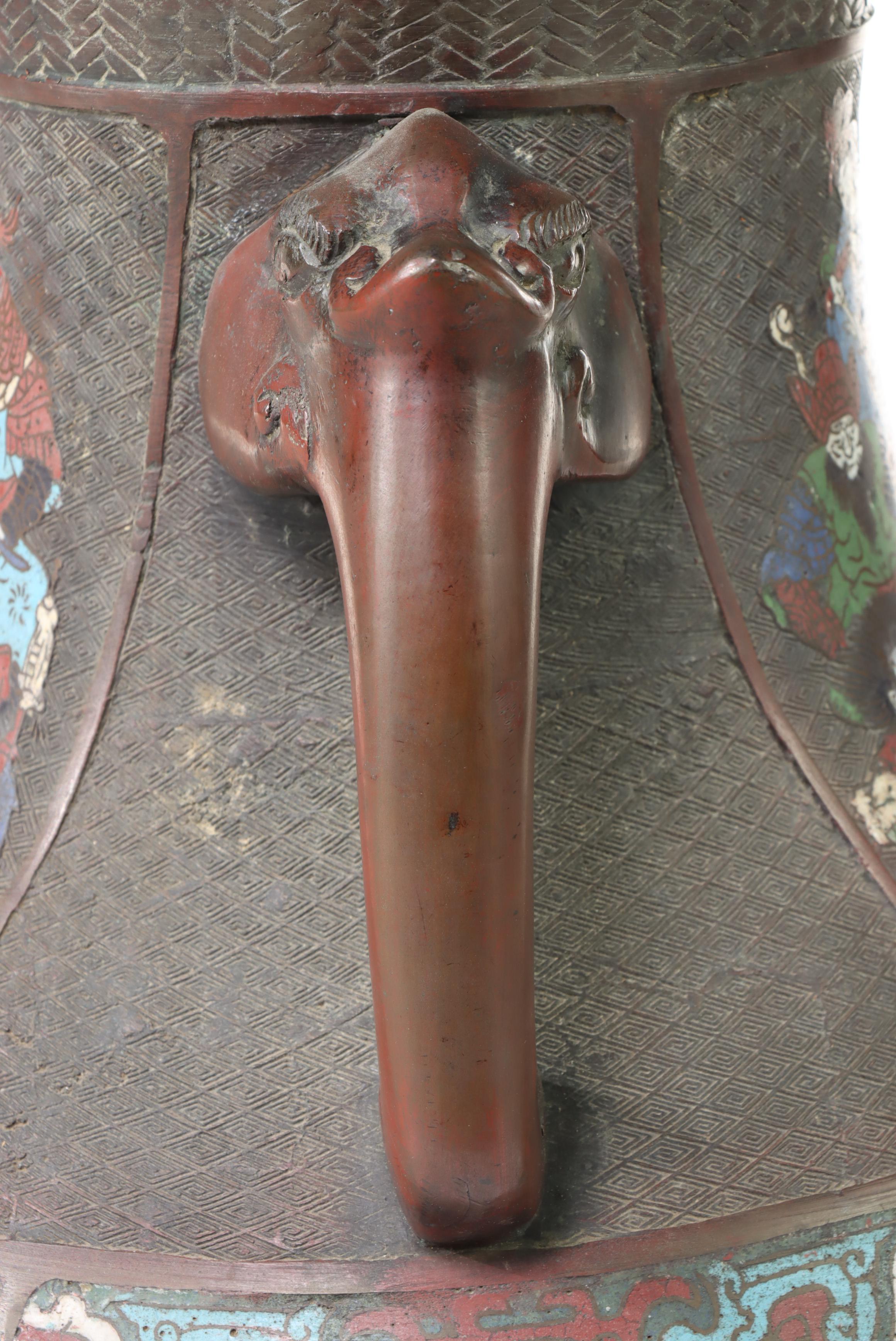 Japanese Bronze and Champleve Enamel Floor Vase