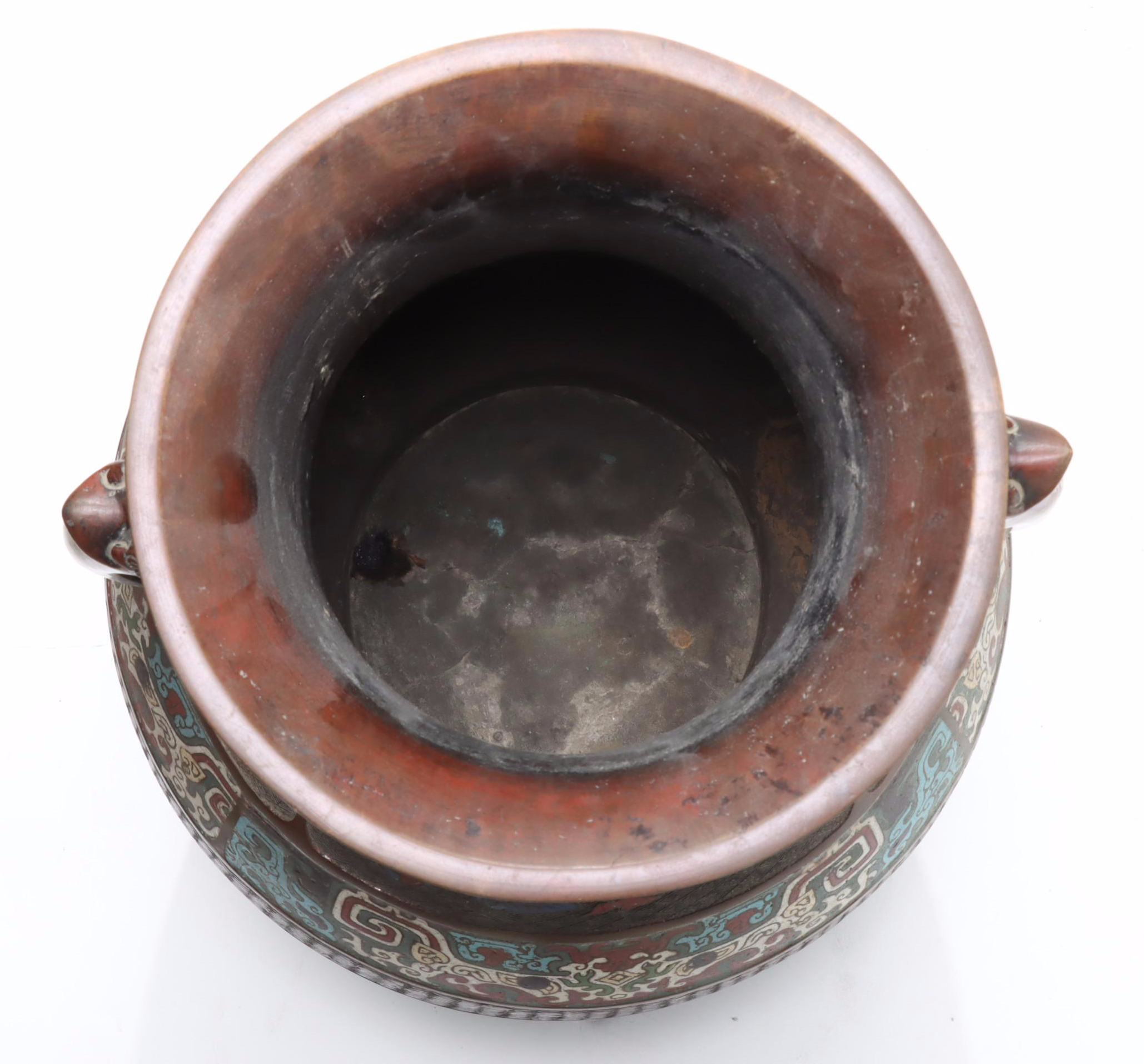 Japanese Bronze and Champleve Enamel Floor Vase