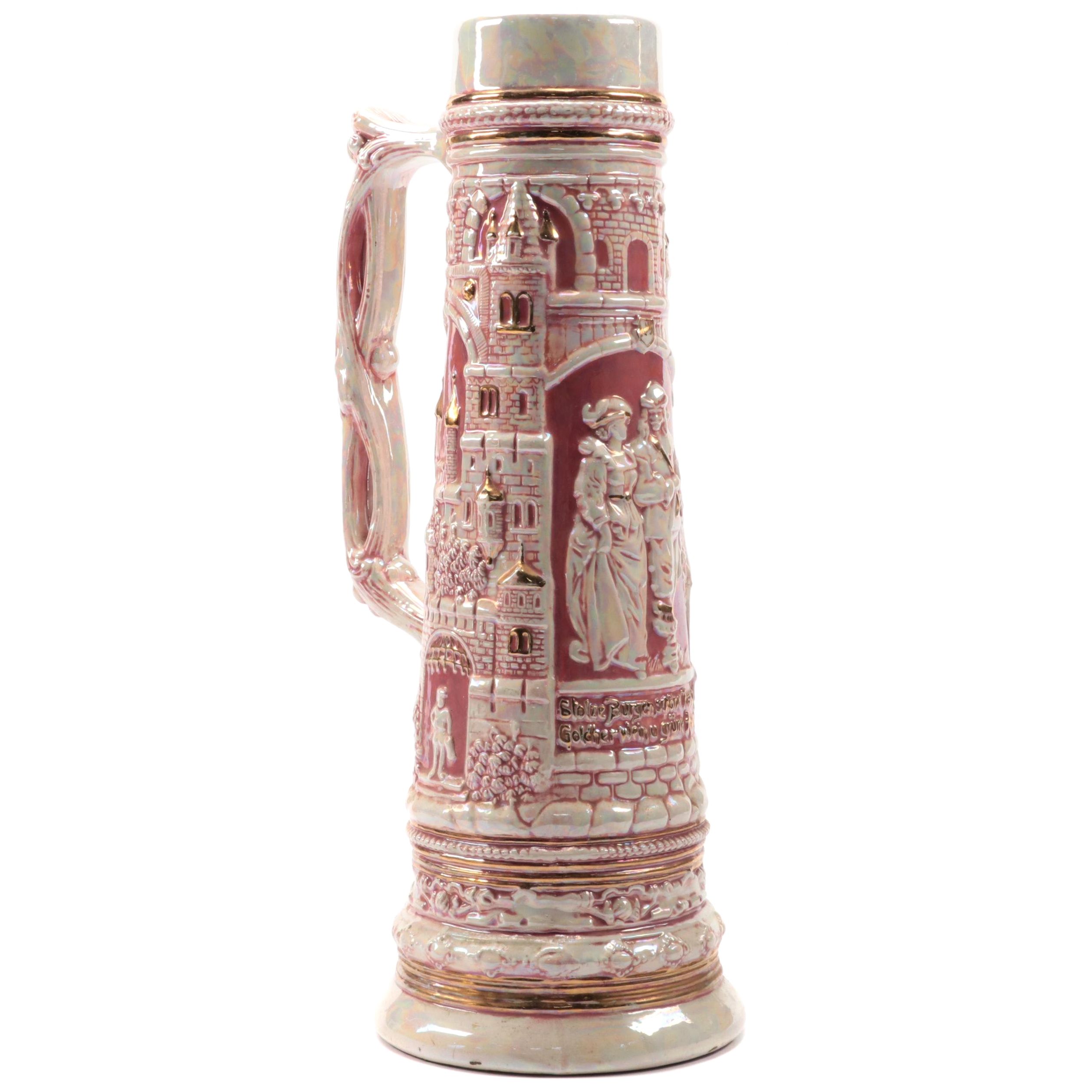 Pink Luster Glazed Beer Stein, Early to Mid-20th Century