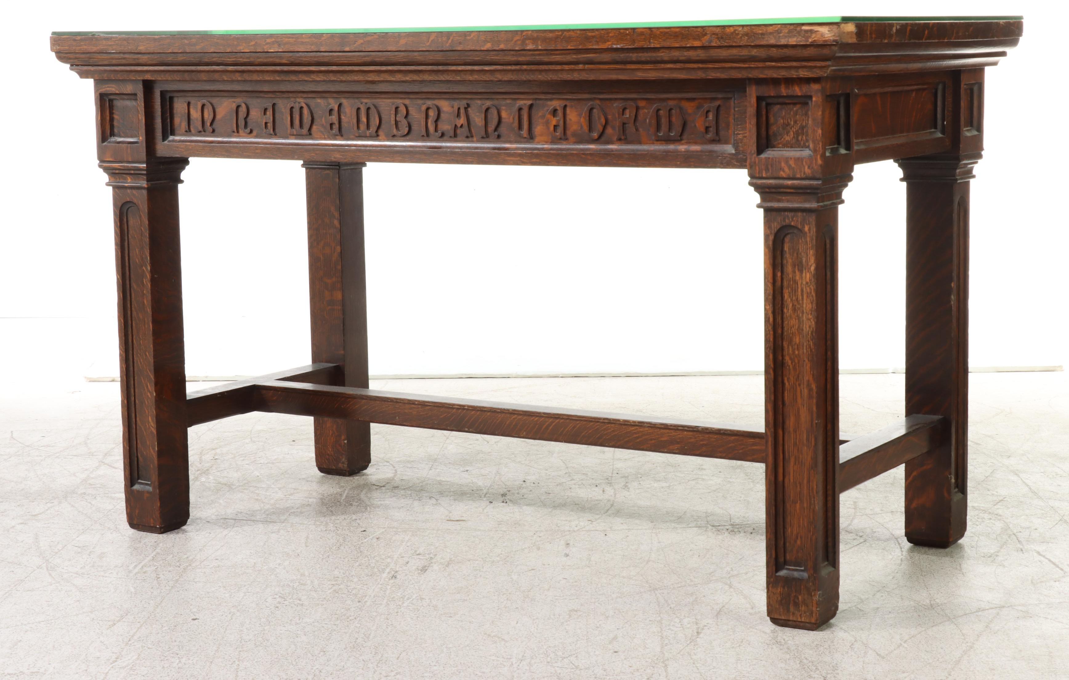 American Quartersawn Oak Communion Table, Early 20th Century