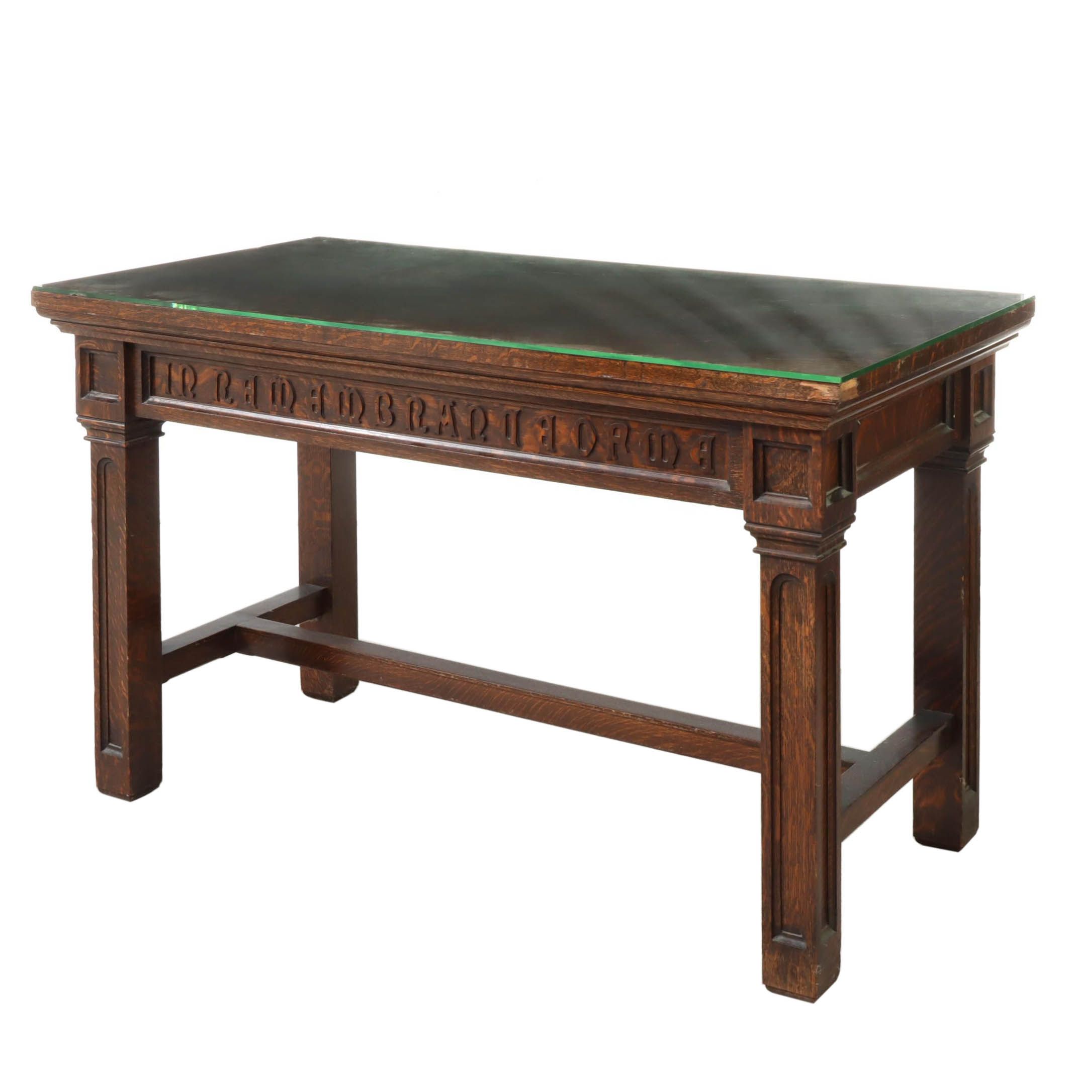 American Quartersawn Oak Communion Table, Early 20th Century