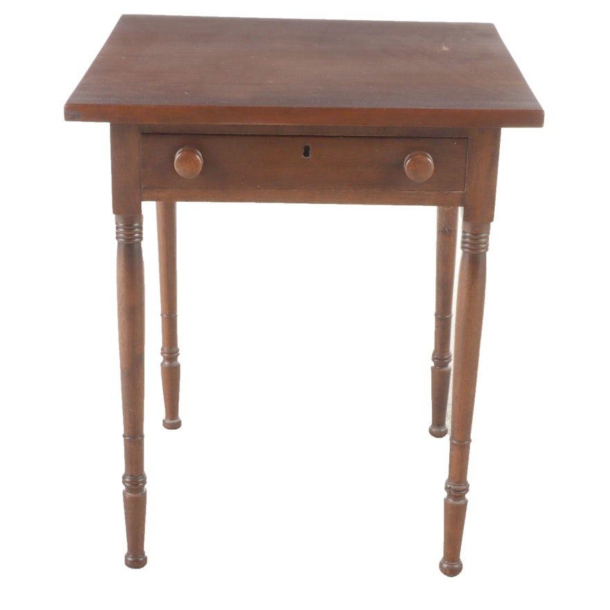 American Primitive Walnut Side Table, 19th Century