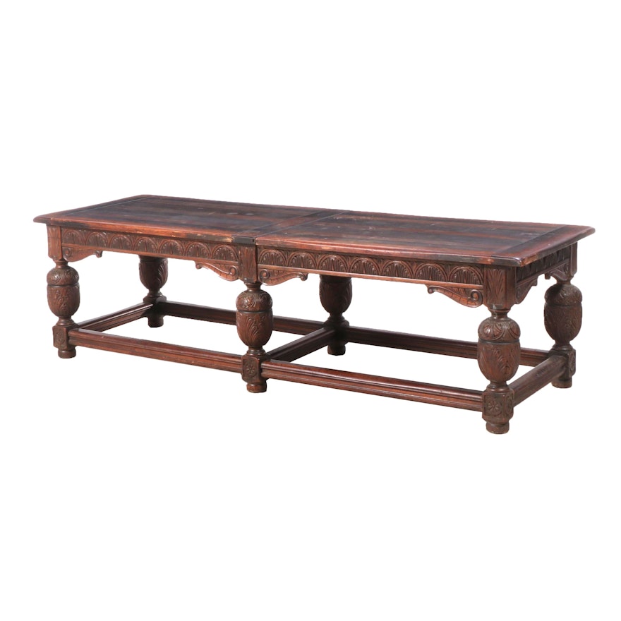 Jacobean Revival Oak Refectory Table, Early 20th Century