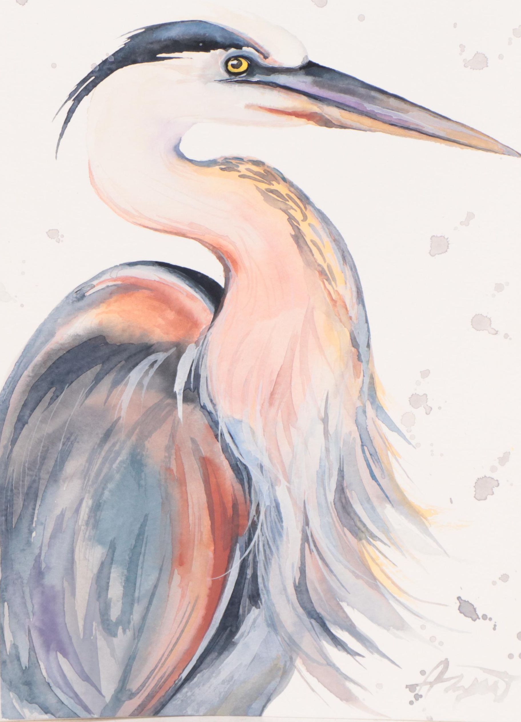 Watercolor Painting of Heron, 2023