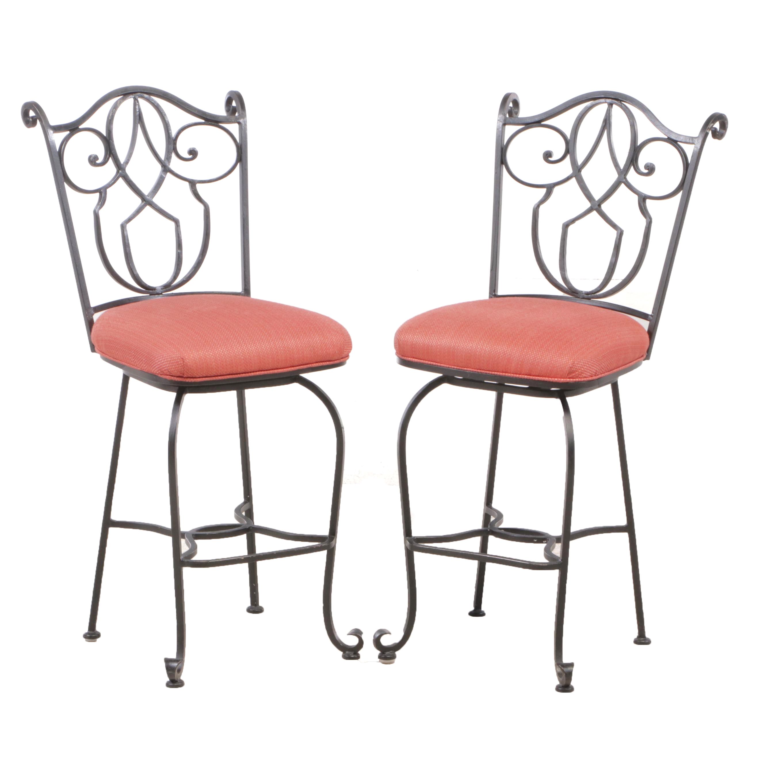 Pair of Iron Swivel-Base Side Chairs