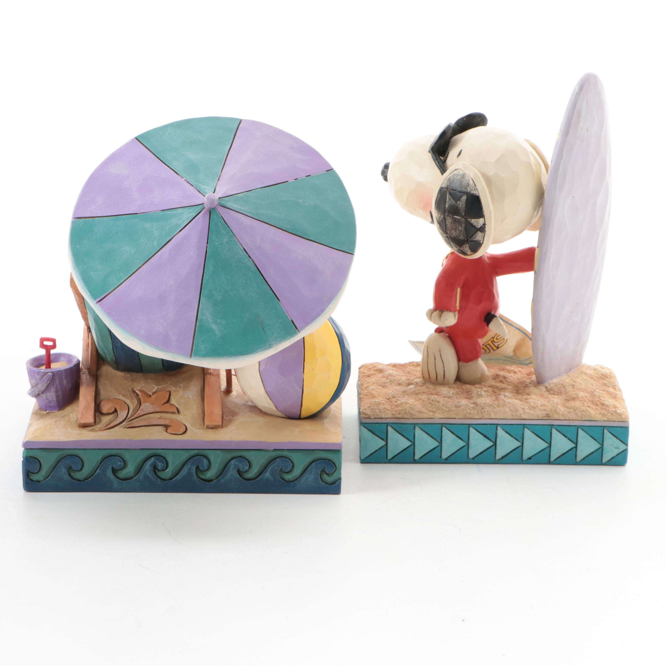 Enesco Jim Shore Peanuts Snoopy "Surf's Up" and "Beach Buddies" Figurines