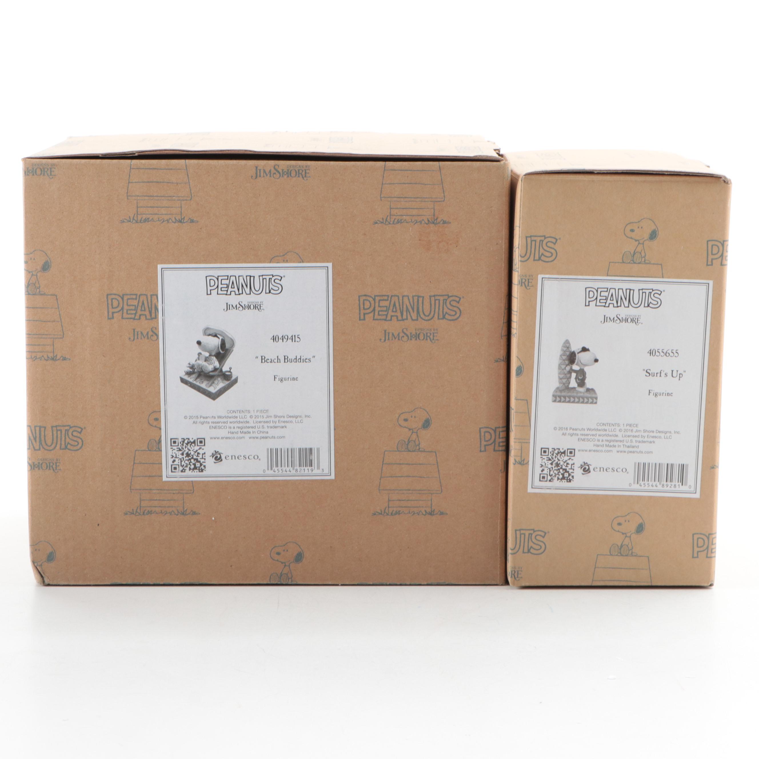 Enesco Jim Shore Peanuts Snoopy "Surf's Up" and "Beach Buddies" Figurines