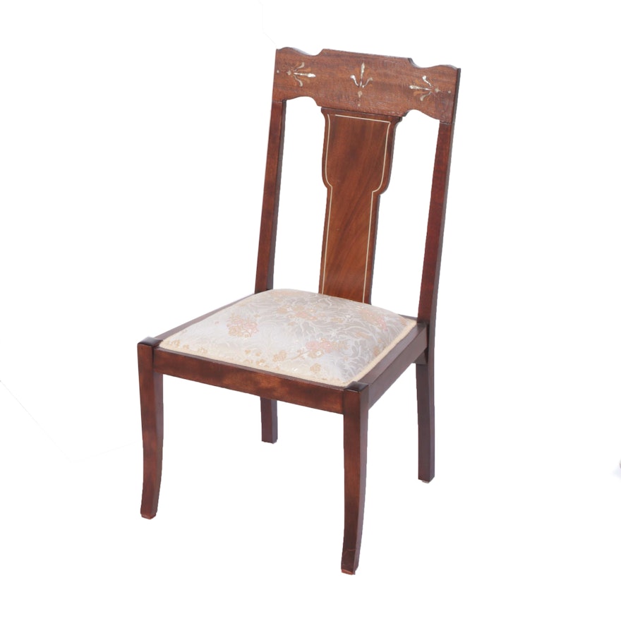 Neoclassical Style Mahogany, Marquetry, and MOP-Inlaid Side Chair