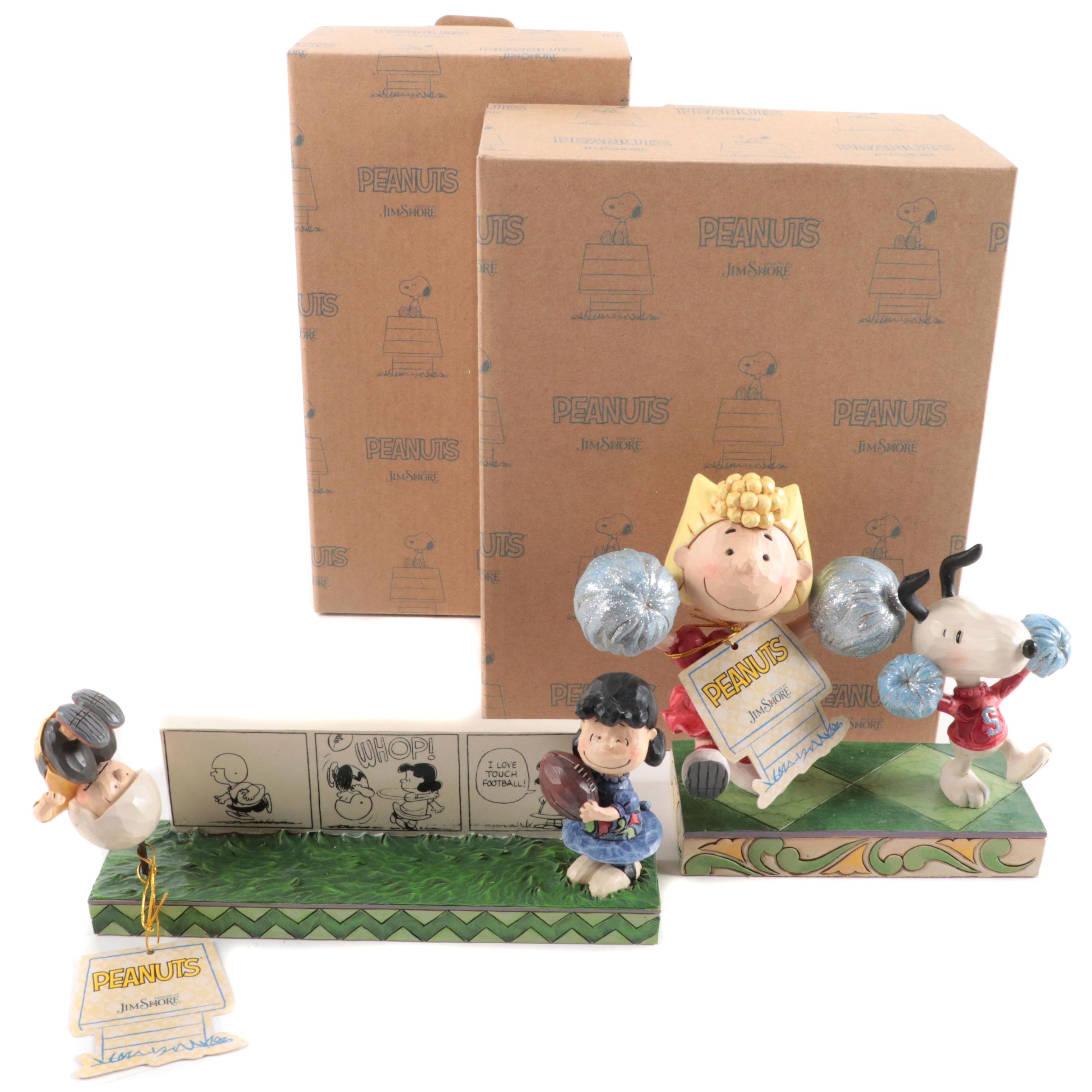 Jim Shore Peanuts "Spirit Squad" and "I Love Touch Football" Figurines