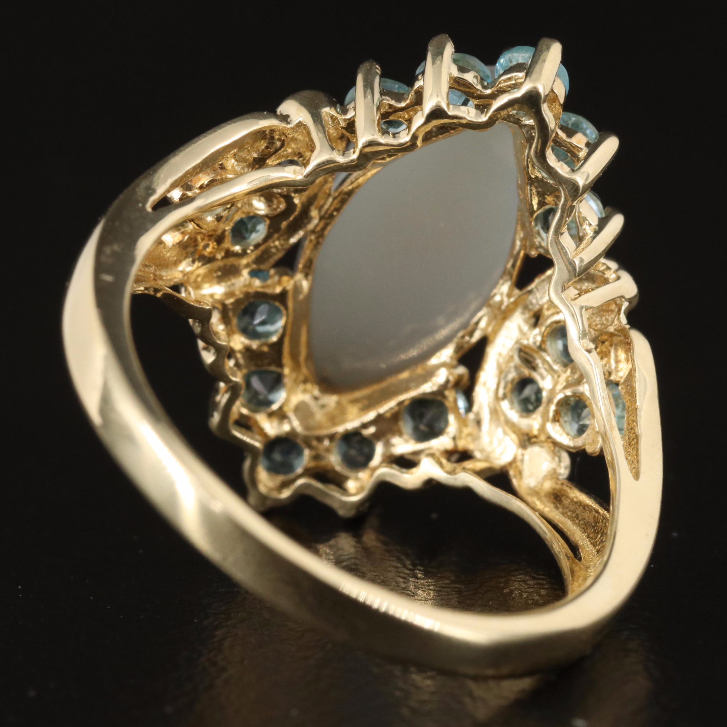 10K Druzy and Sky Blue Topaz Ring