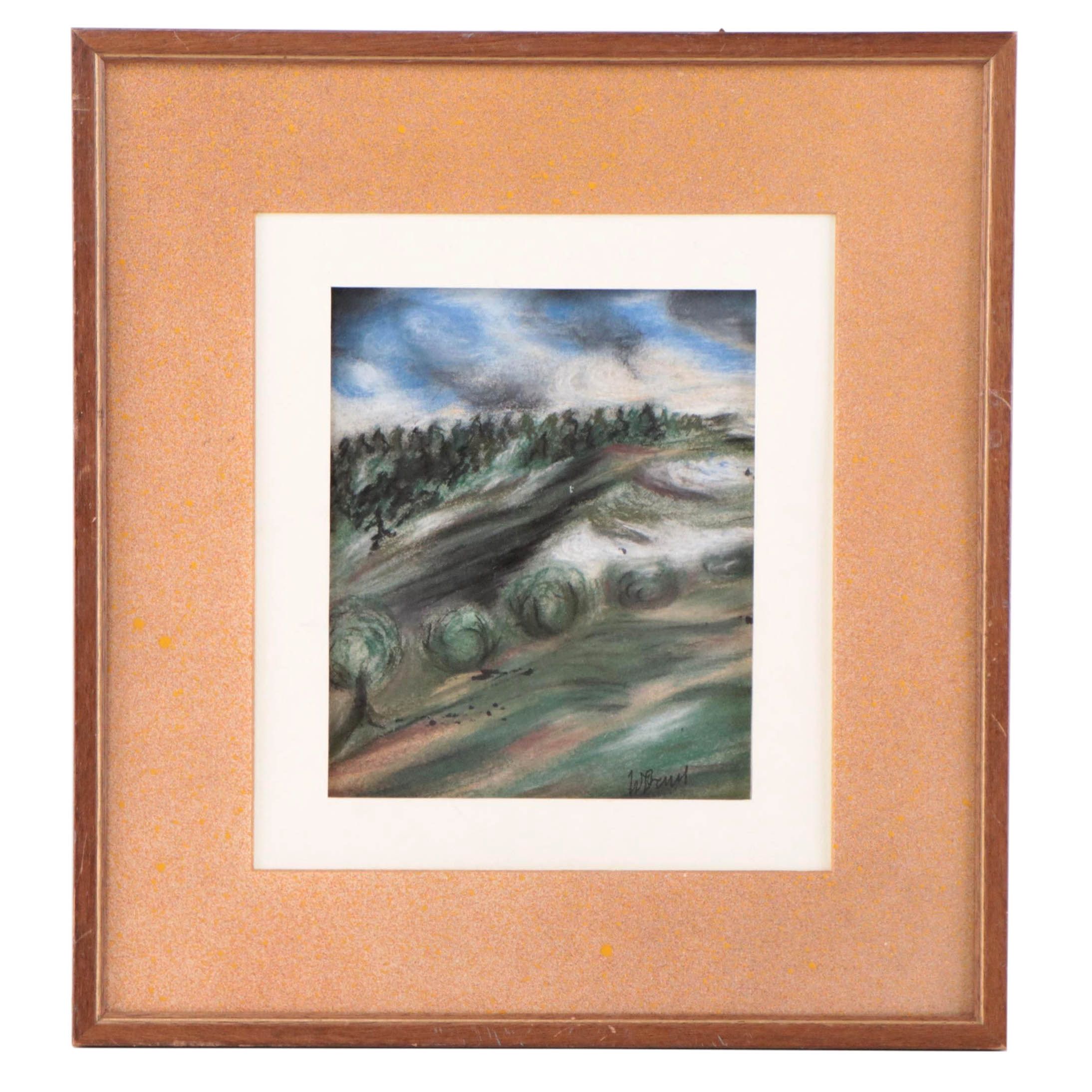 Abstract Pastel Drawing of Landscape