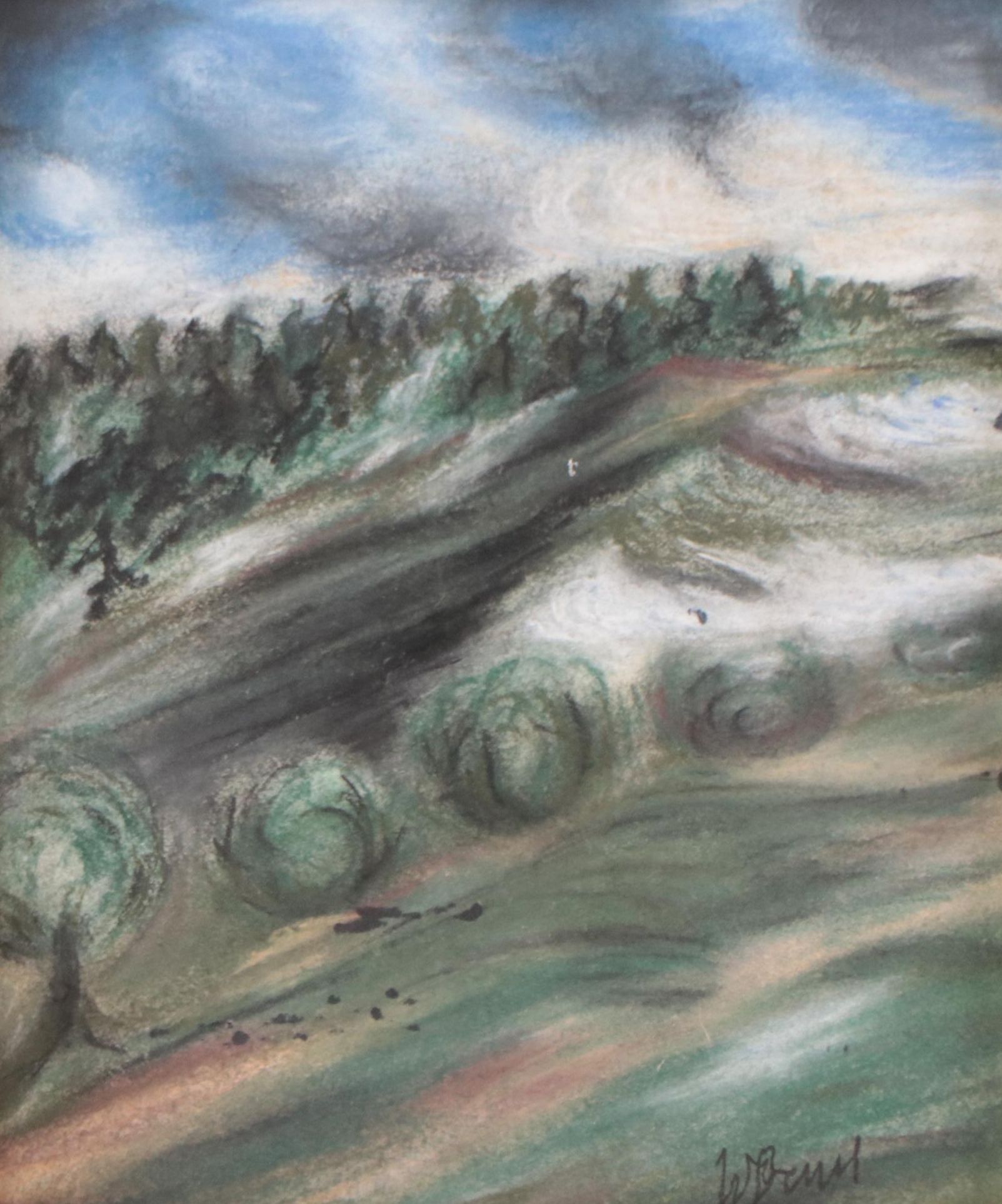 Abstract Pastel Drawing of Landscape