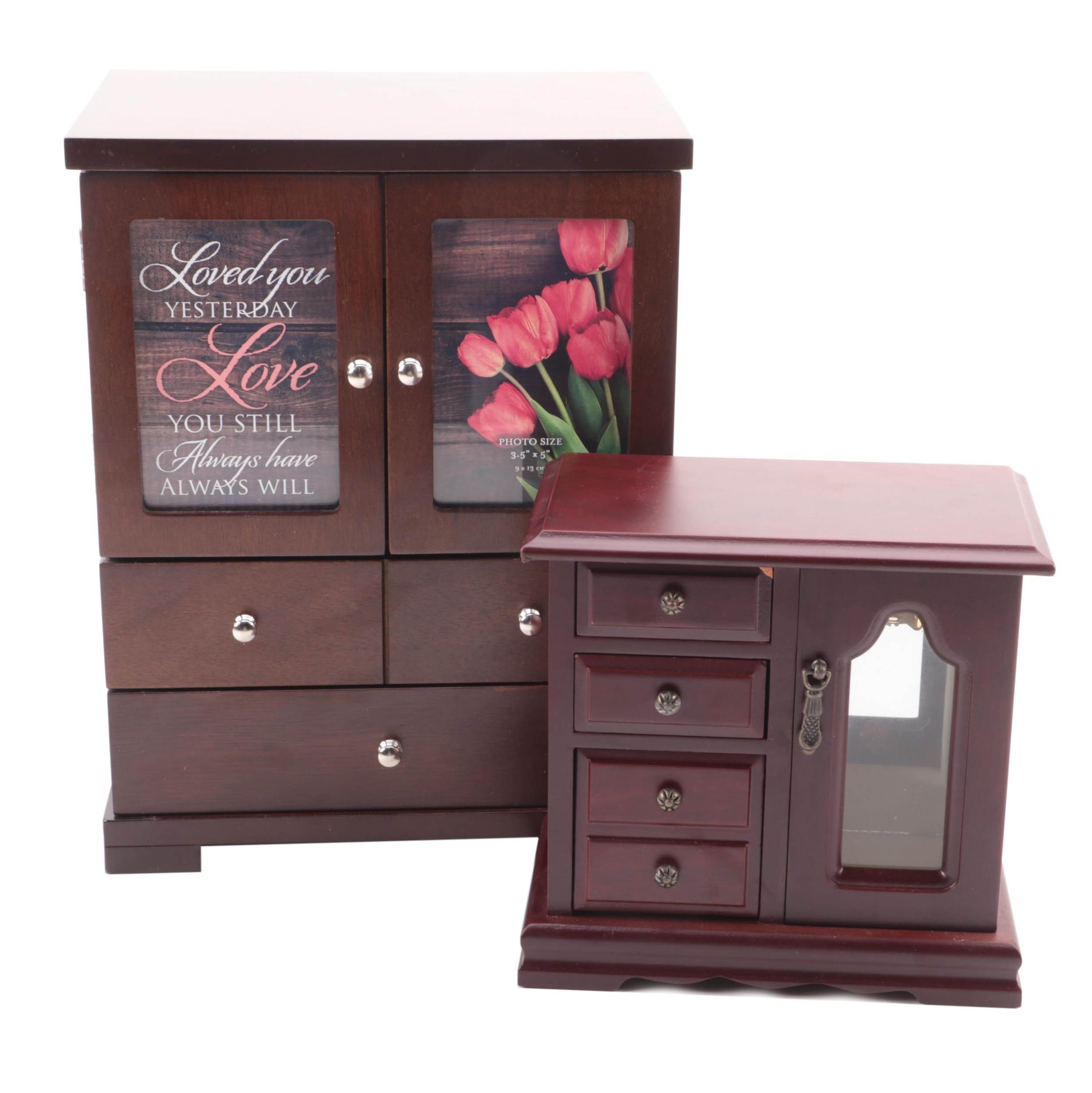 Contemporary Cherry Finished Wooden Jewelry Boxes