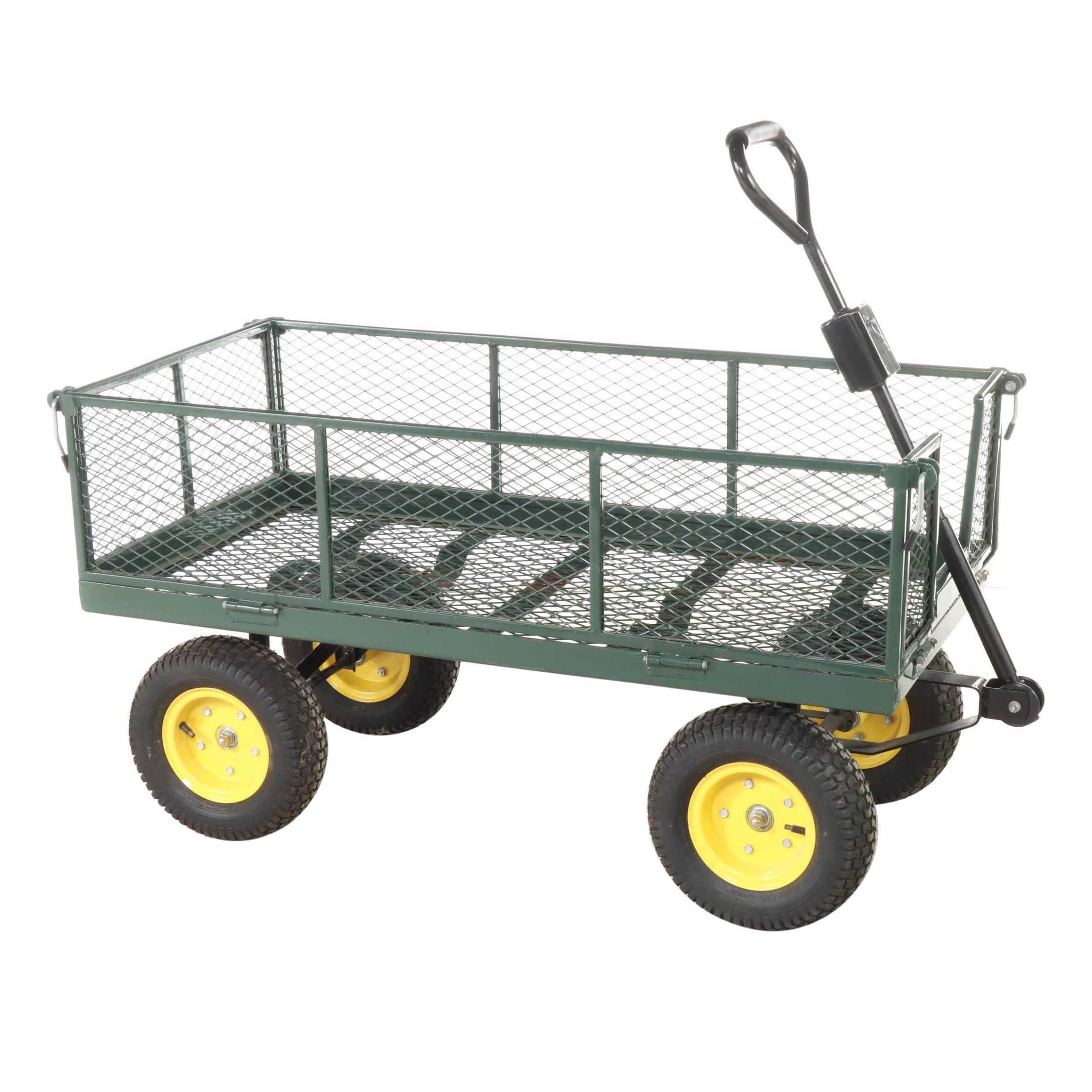 Green Enameled Metal Gardening Wagon