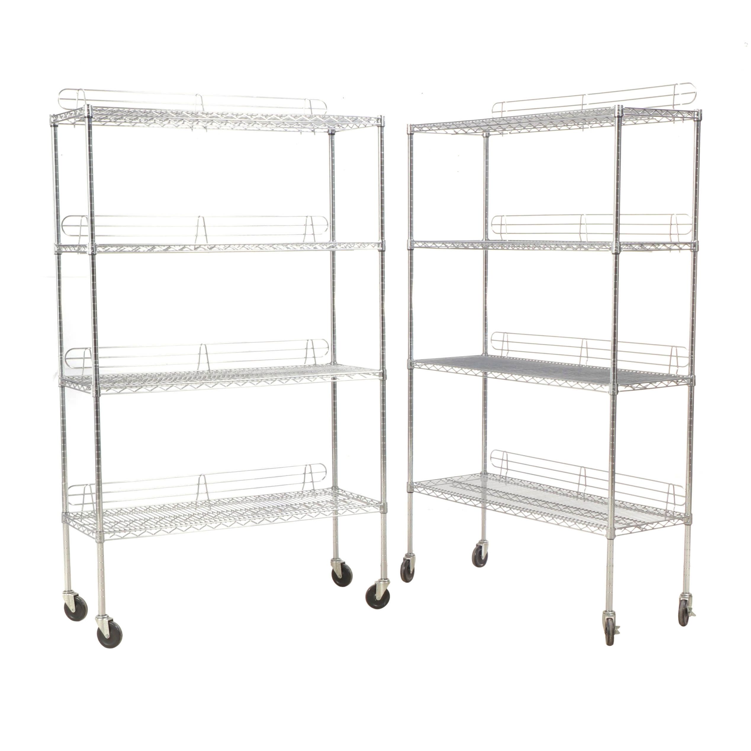NSF Ultradurable Chromed Steel Industrial Wire Shelving on Casters