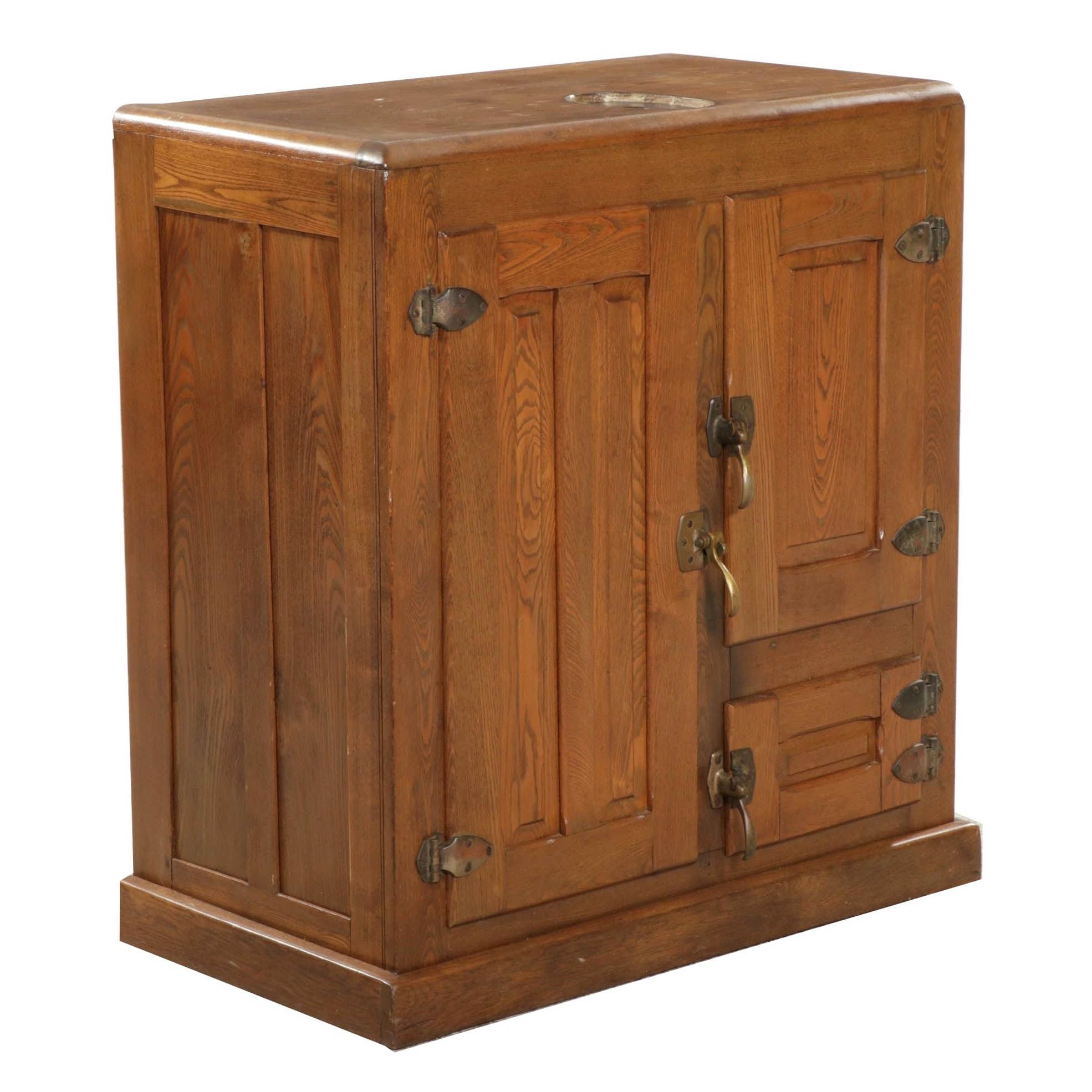Cedar-Lined Oak Ice Chest, Early 20th Century