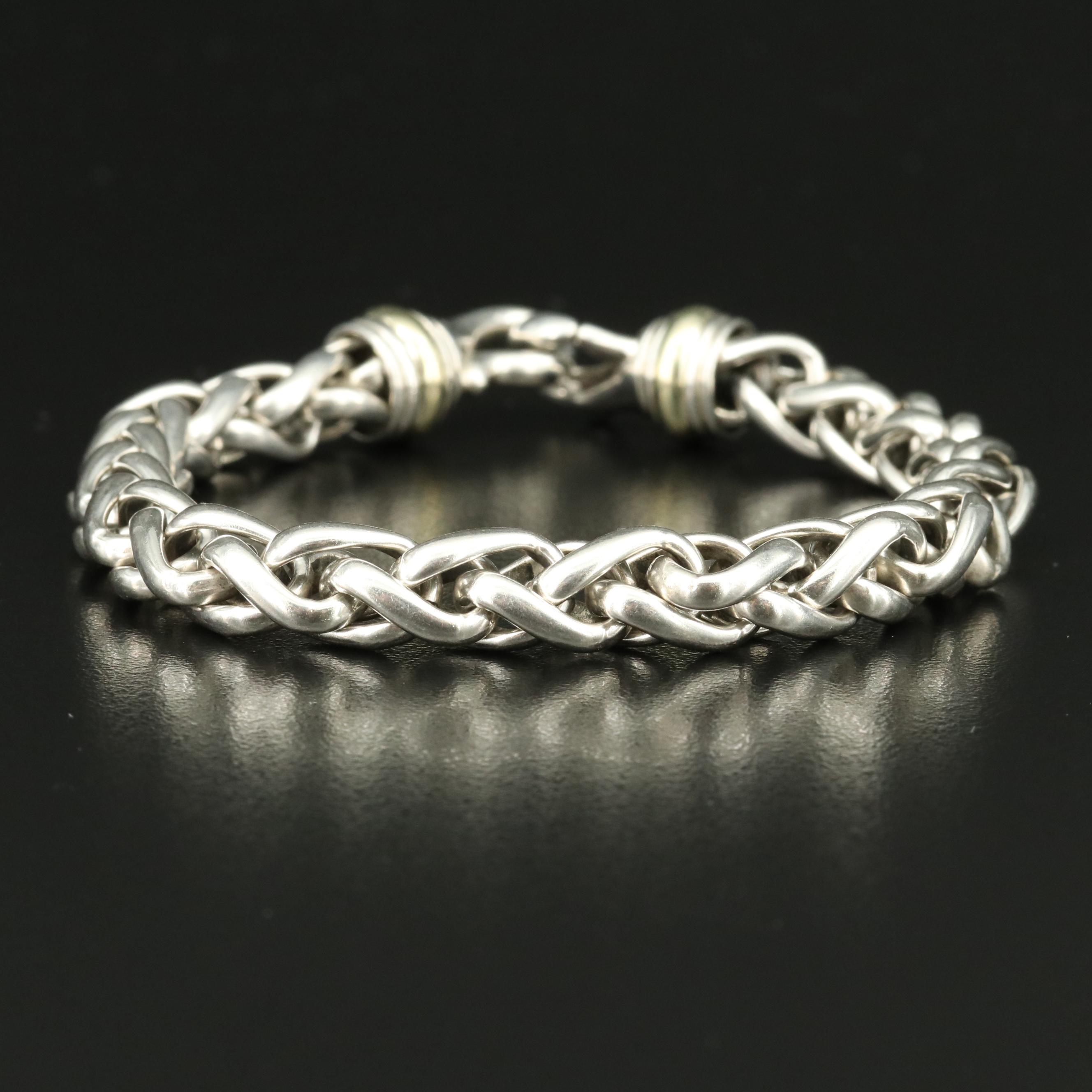 David Yurman Sterling Wheat Chain Bracelet with 14K Accents
