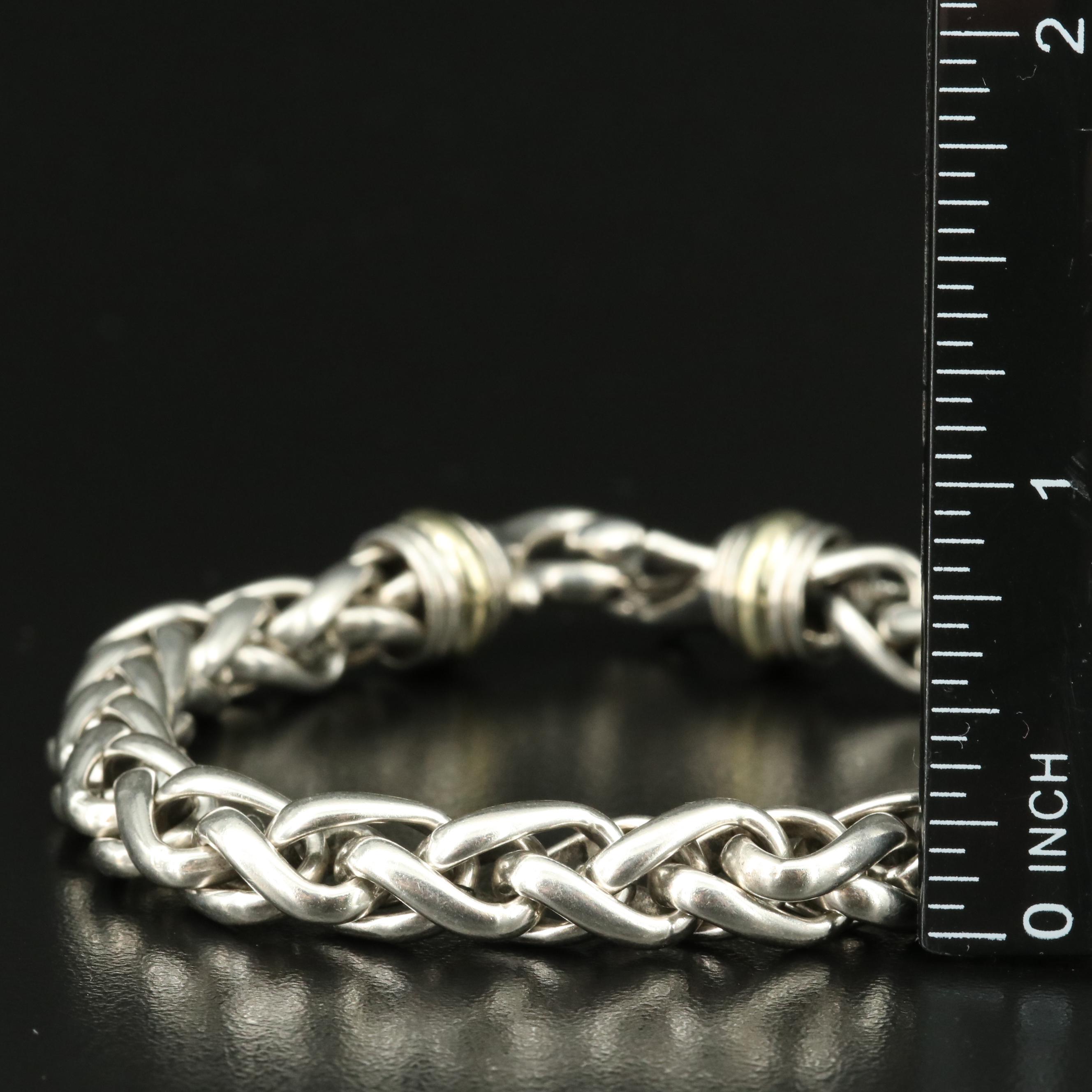 David Yurman Sterling Wheat Chain Bracelet with 14K Accents