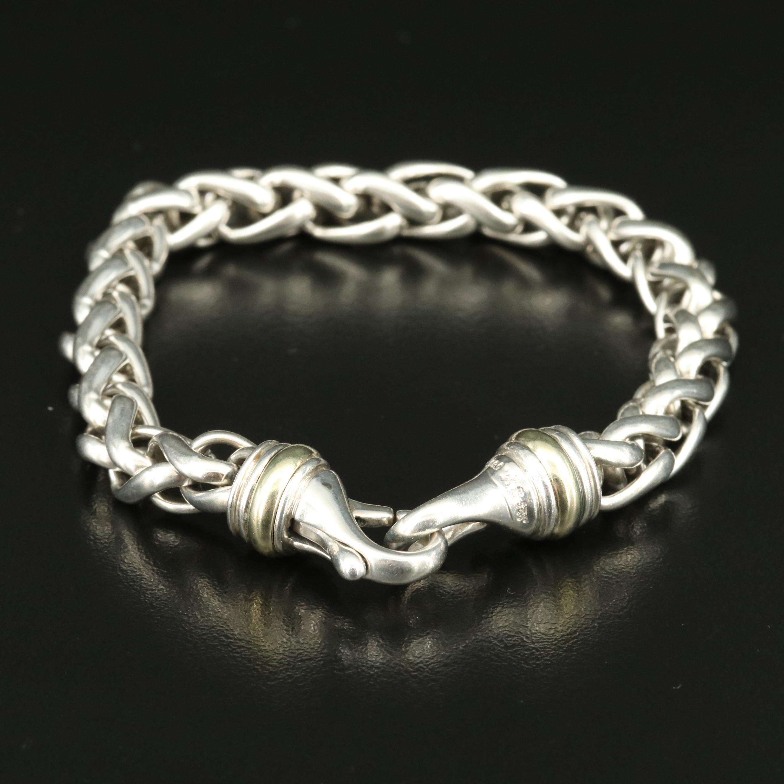 David Yurman Sterling Wheat Chain Bracelet with 14K Accents