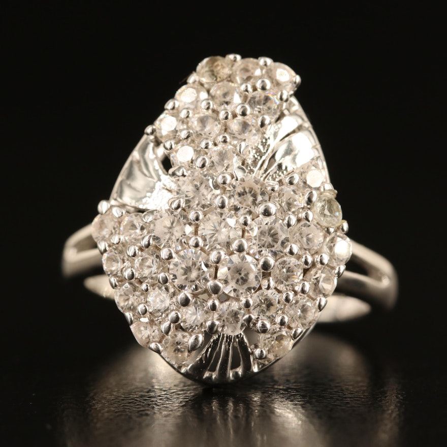 Sterling White Zircon Cluster Ring