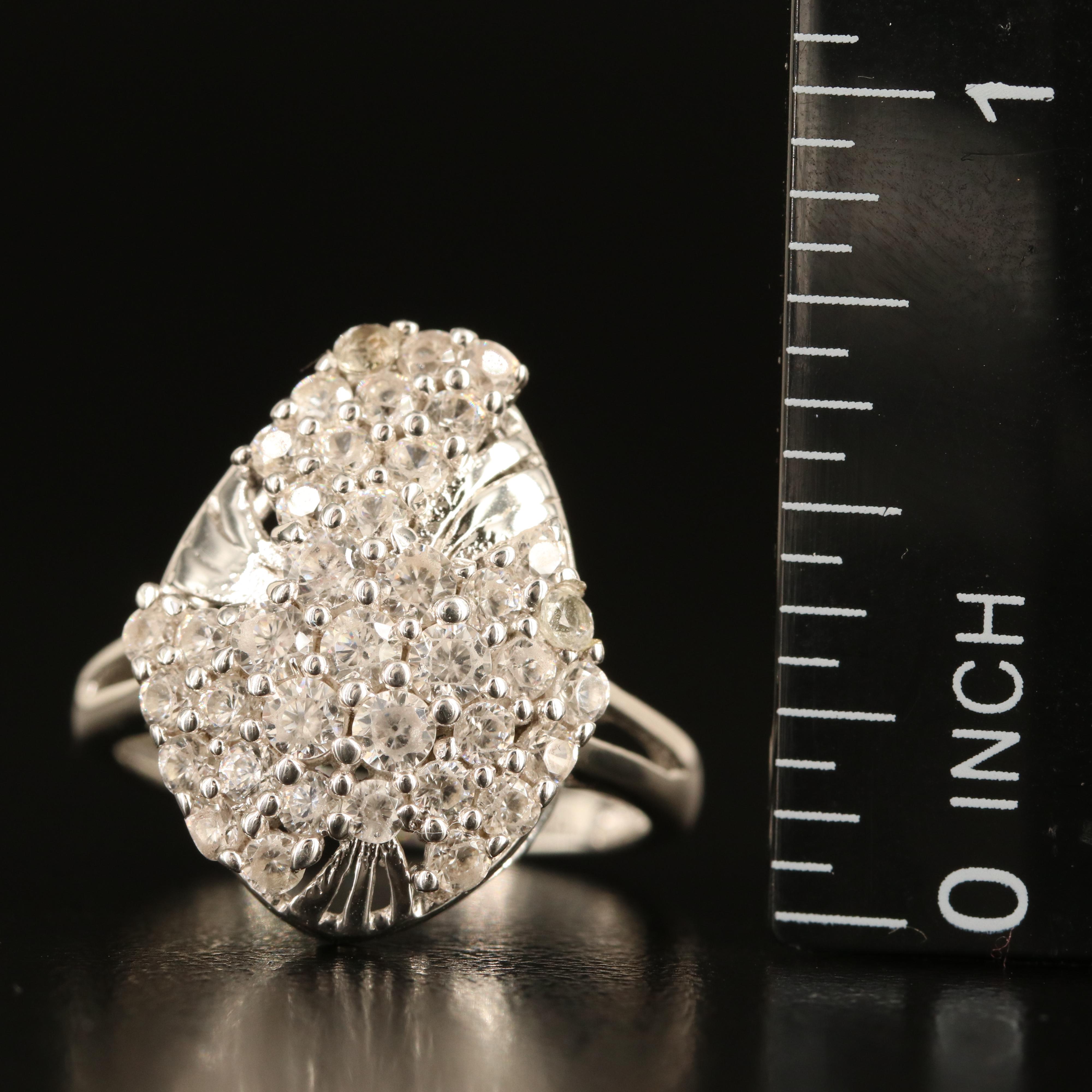 Sterling White Zircon Cluster Ring