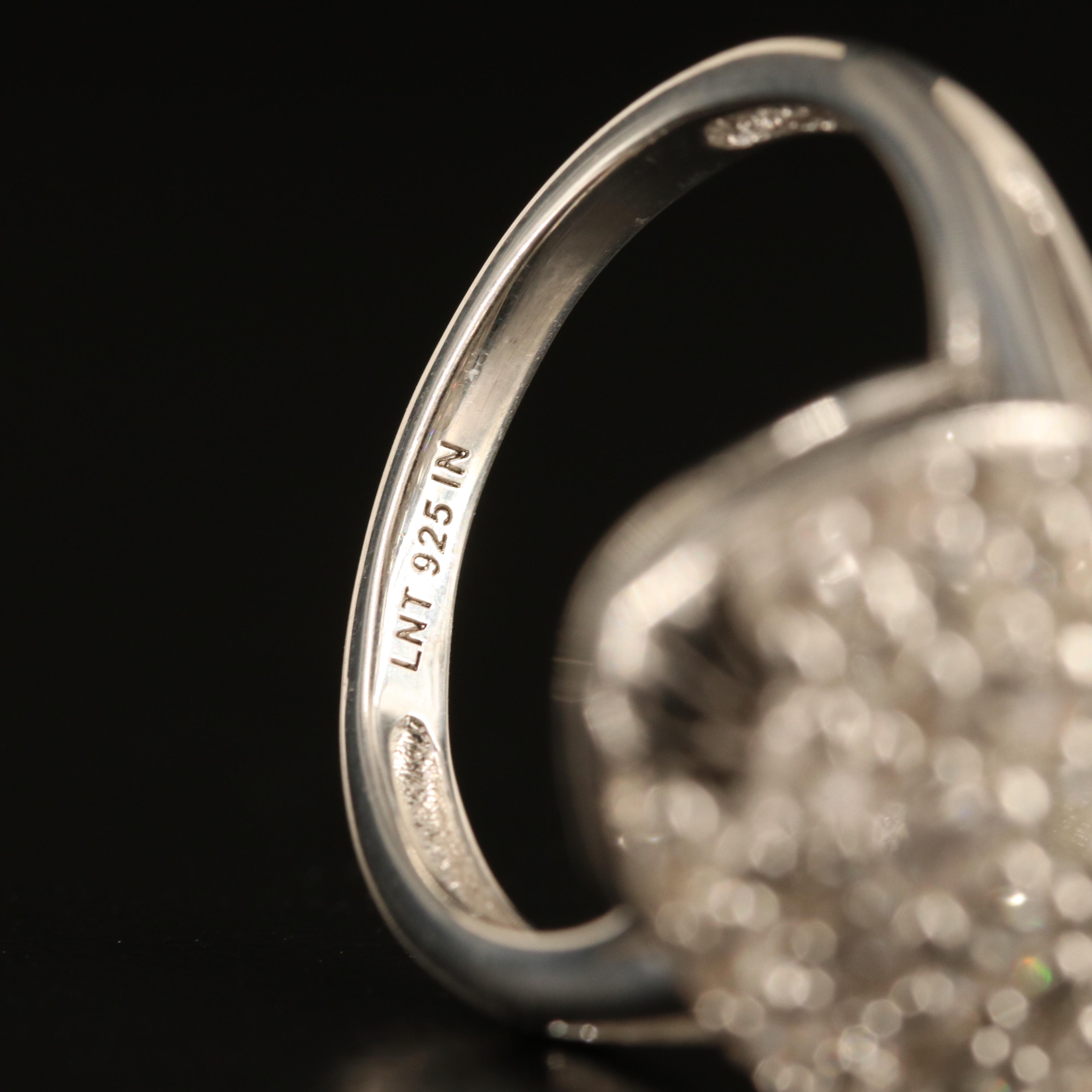 Sterling White Zircon Cluster Ring