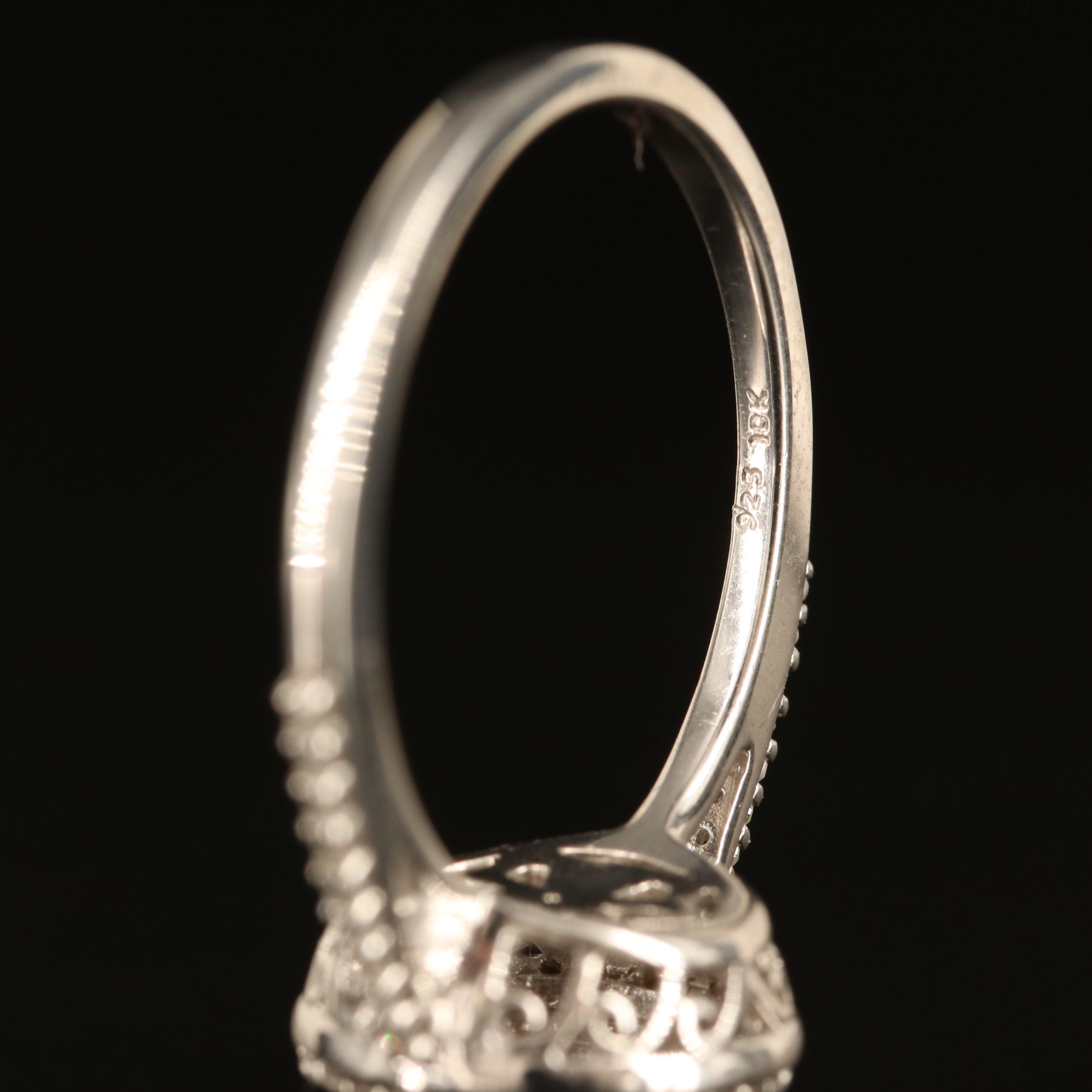 Sterling Aquamarine and Diamond Ring with 10K Rose Gold Accent