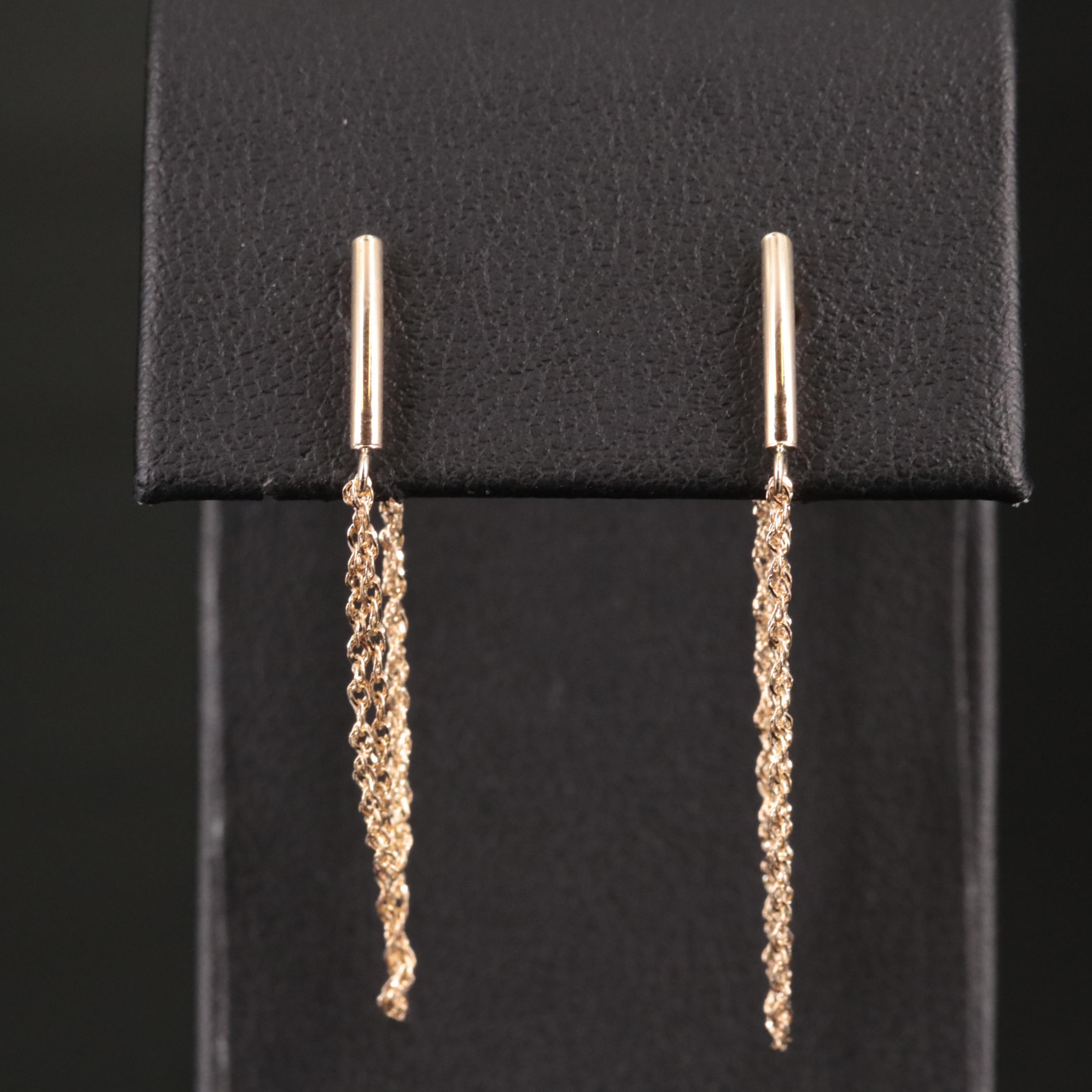 10K Double-Strand Singapore Chain Dangle Earrings