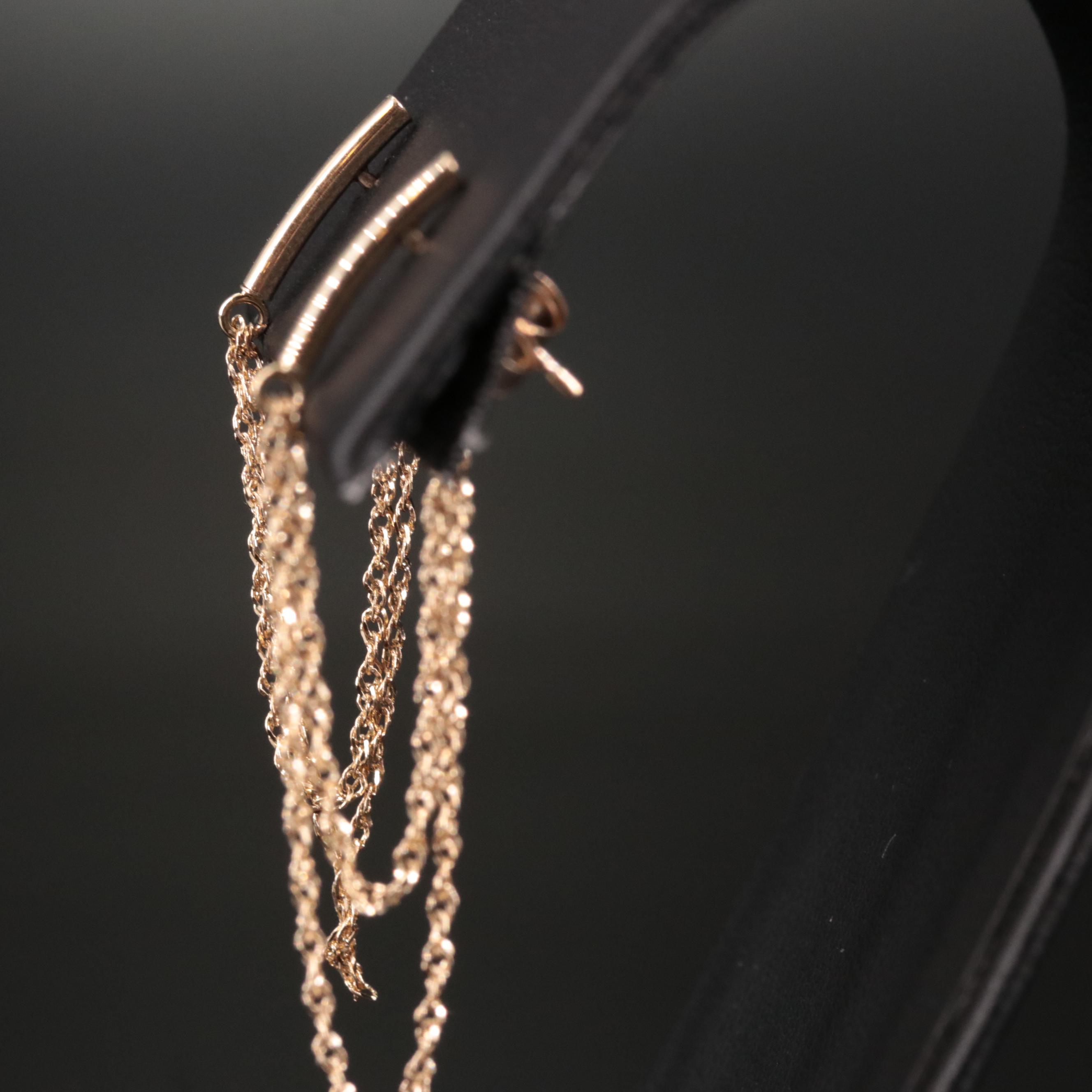 10K Double-Strand Singapore Chain Dangle Earrings